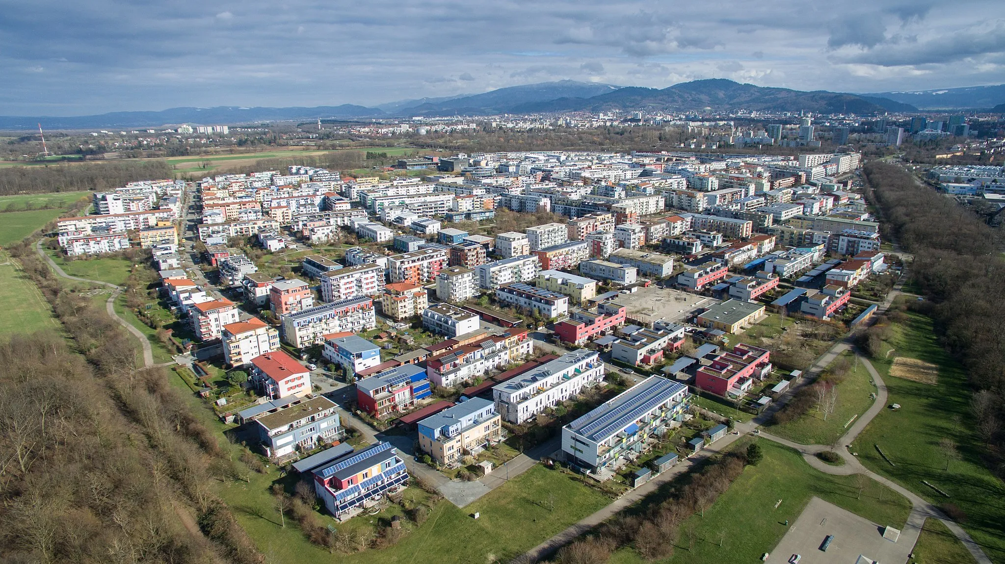 Photo showing: Aerial Freiburg Rieselfeld