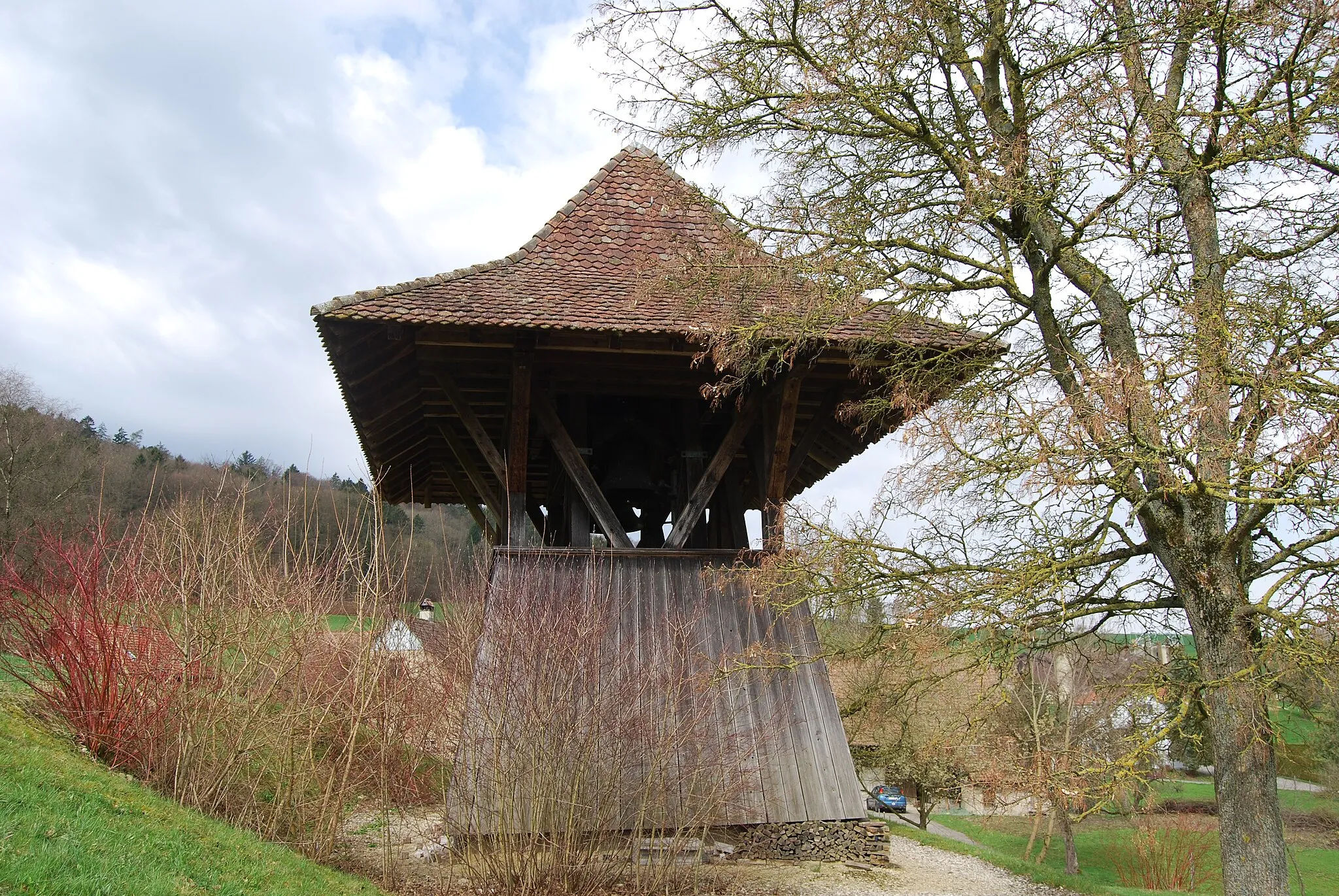 Photo showing: Bell tower of the Abbey of Wislikofen, canton of Aargau, Switzerland