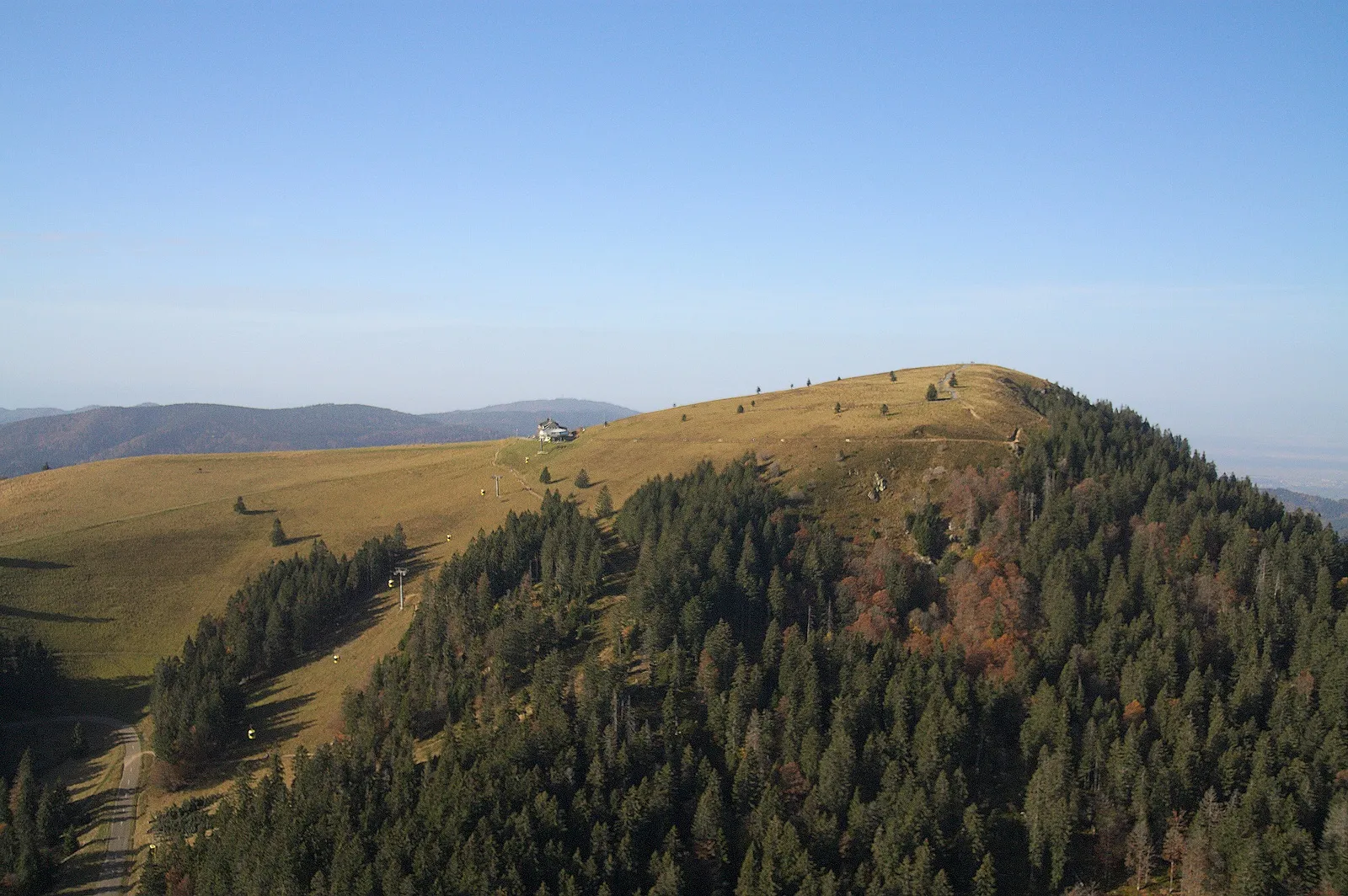 Photo showing: Aerial view of Belchen summit from east-northeast