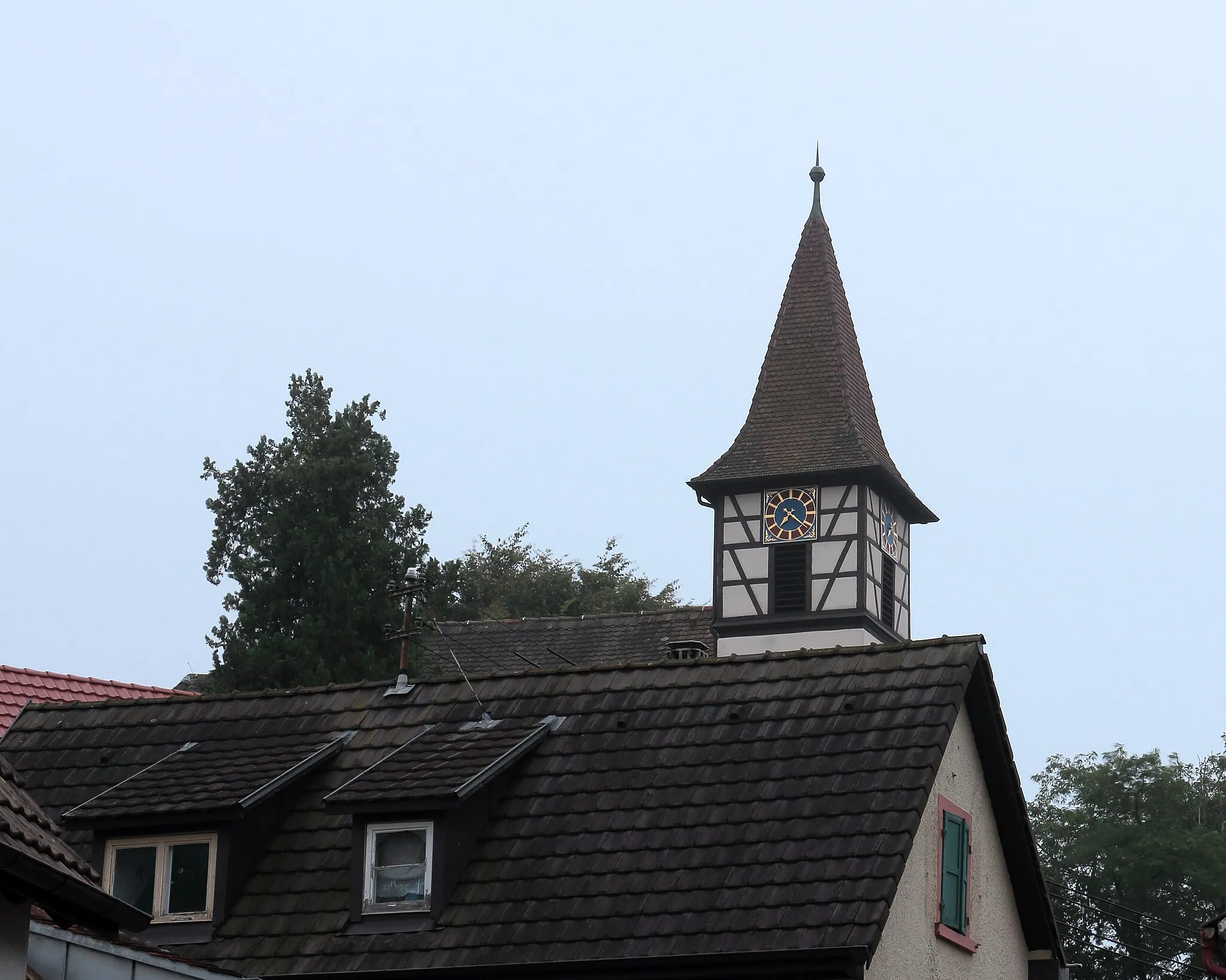 Photo showing: Church tower Kleinkems. Southern Germany.