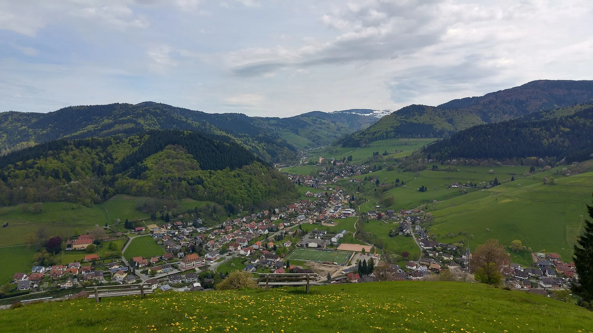 Photo showing: View on Münstertal from a mountain (so called Köpfle), in Germany.