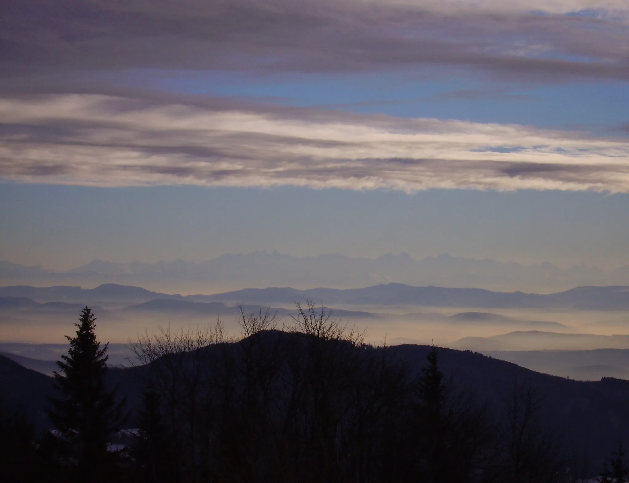 Photo showing: View from w:Hochblauen of w:Black Forest and the w:Alps