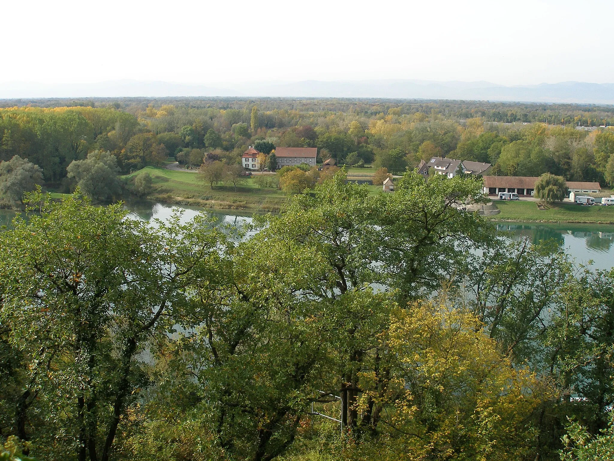 Photo showing: Rhein von der Ruine Limburg, Sasbach am Kaiserstuhl