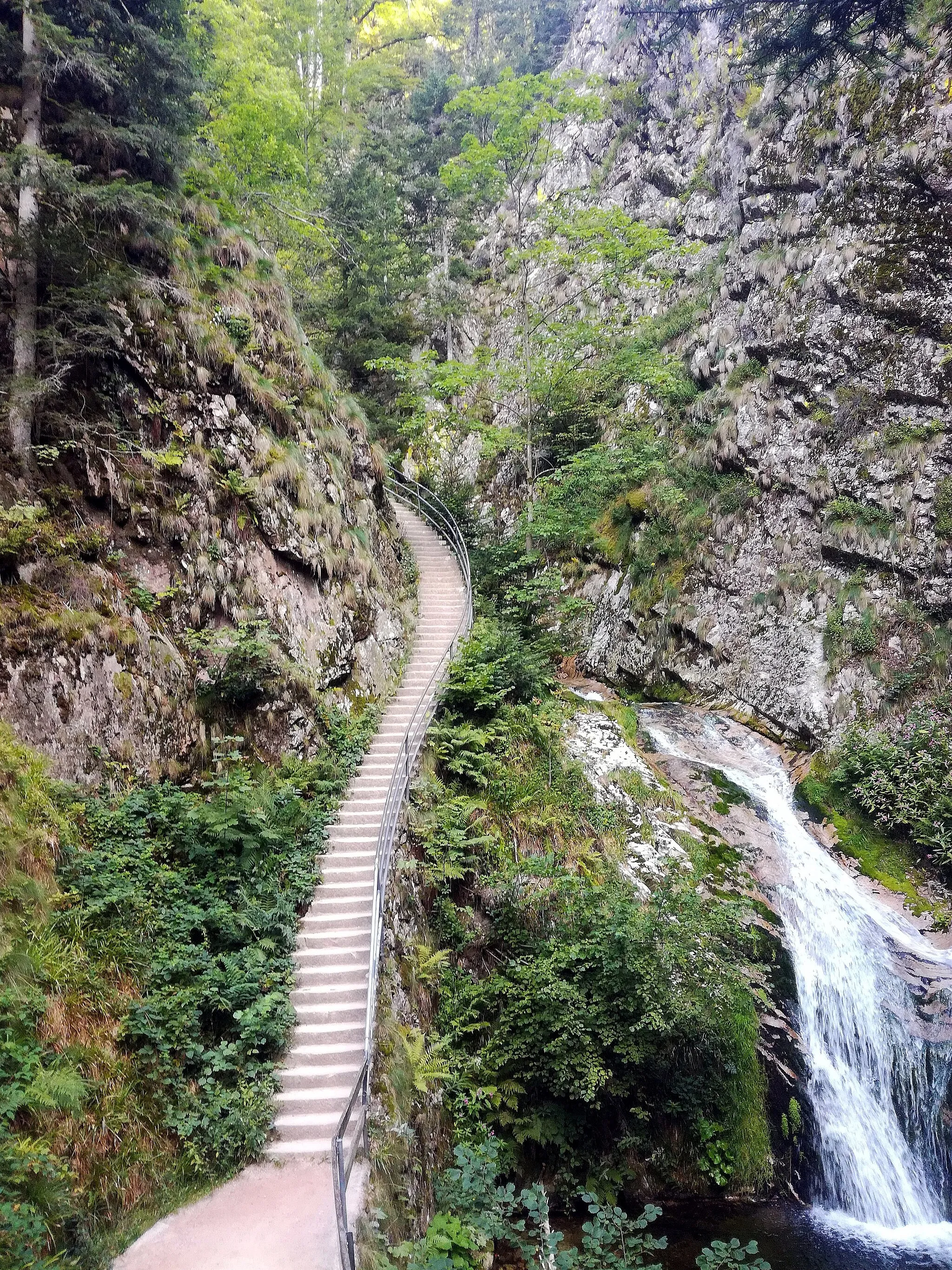 Photo showing: Allerheiligen-Wasserfälle bei Oppenau, unterer Bereich, in (Porphyr-)Schlucht des Lierbachs; September 2019