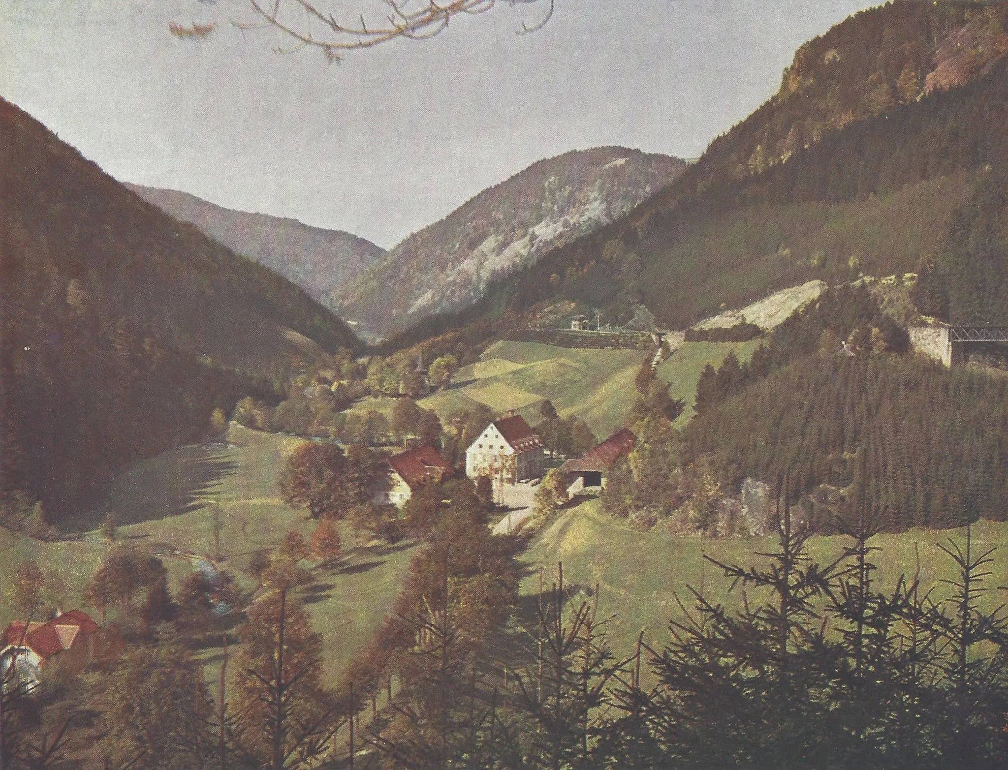 Photo showing: Farbfotografie nach den Autochromverfahren aus: Der Schwarzwald in Farbenphothographien, Wagner Freiburg 1910-1911, Tafel Nr. 22: Höllental