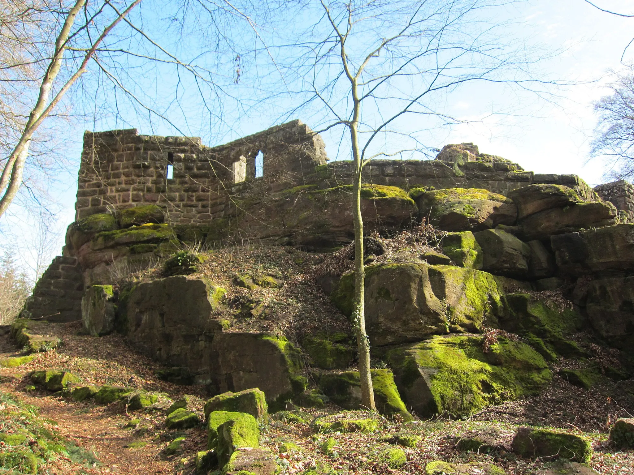 Photo showing: Lützelhardt Castle, southwestern part of the inner bailey, view from south