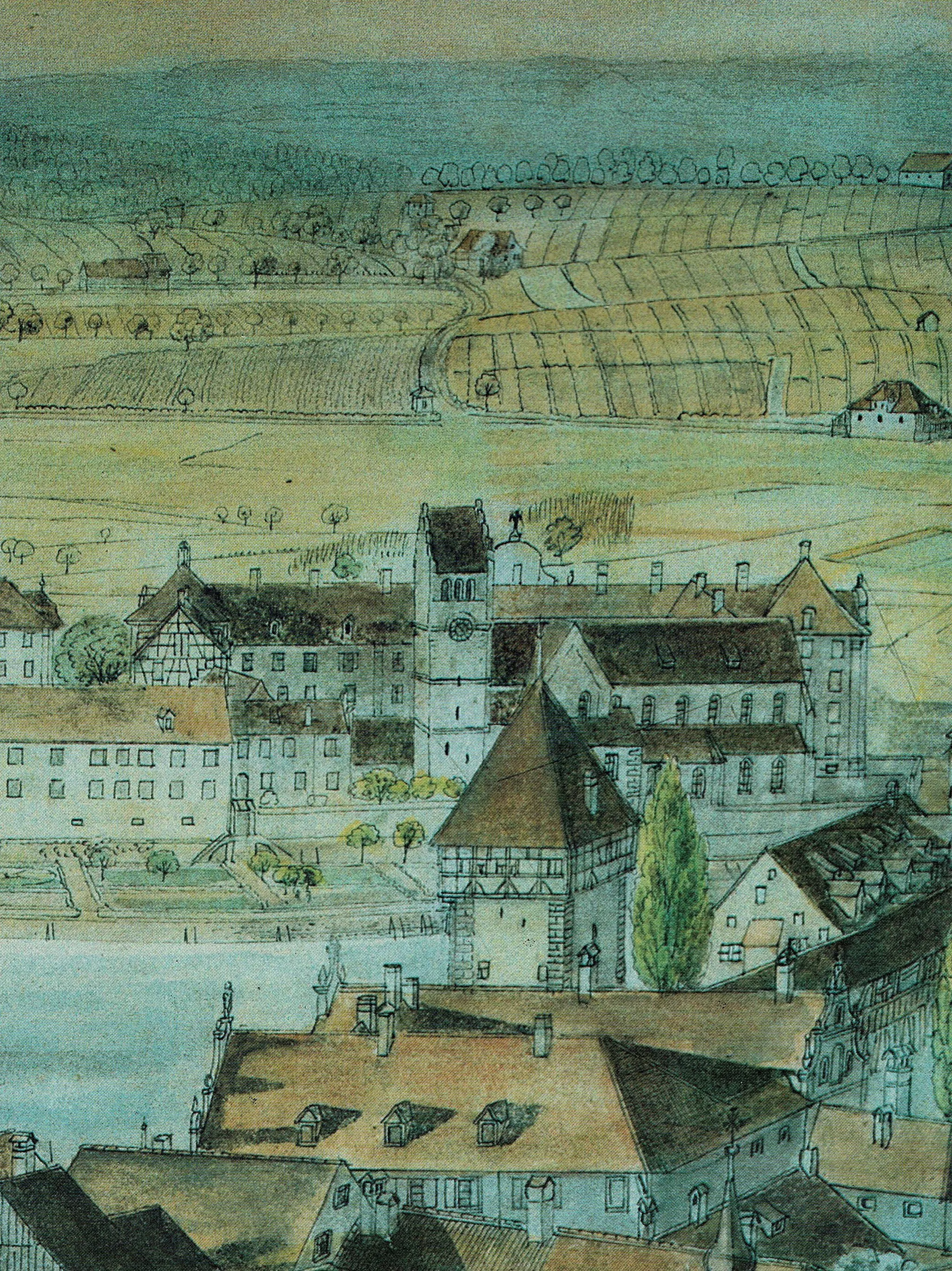 Photo showing: Petershausen von Süden. Ausschnitt aus dem Stadtpanorama im Rosgartenmuseum Konstanz