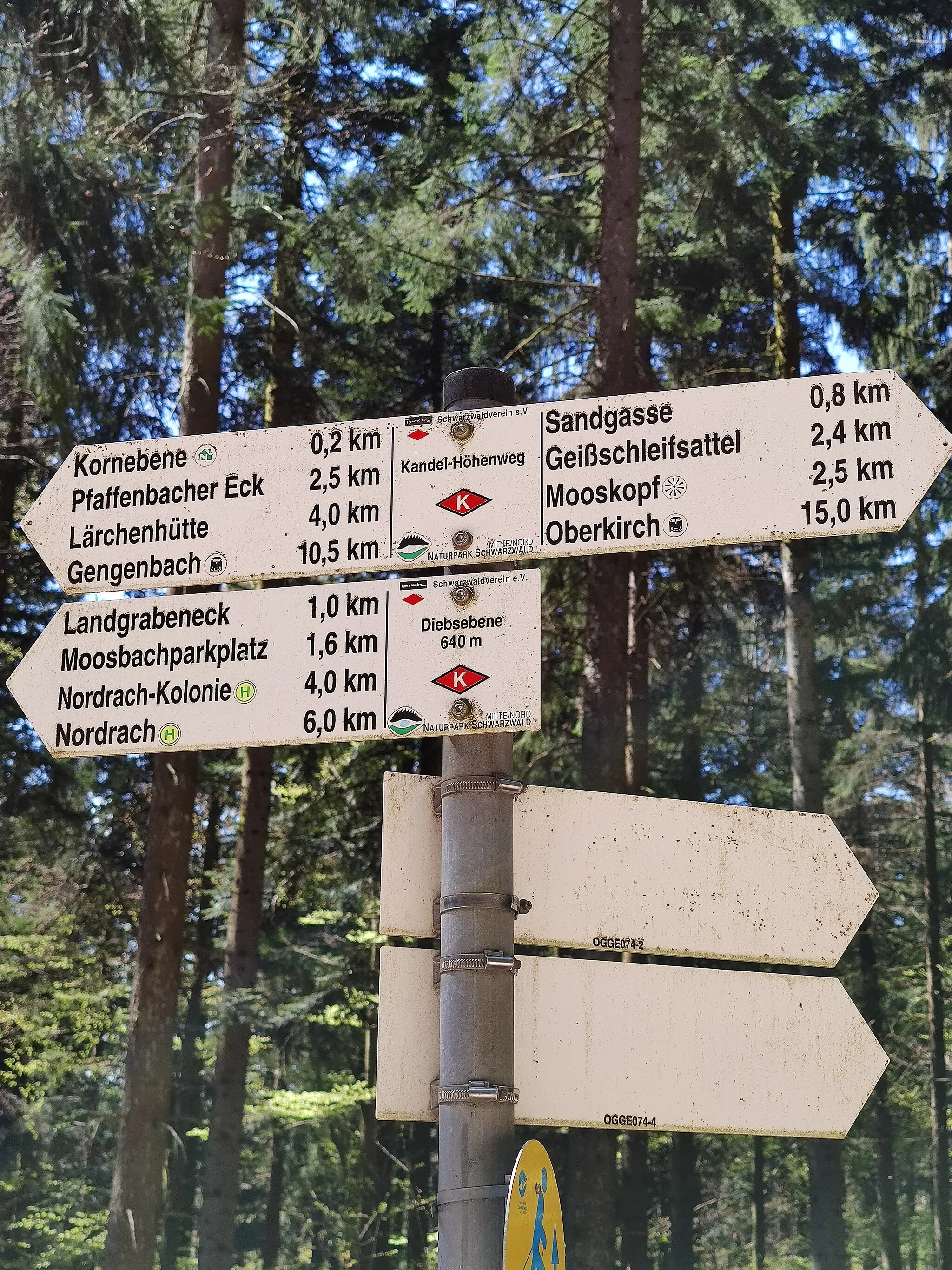 Photo showing: Wegweiser „Diebsebene“ des Schwarzwaldvereins