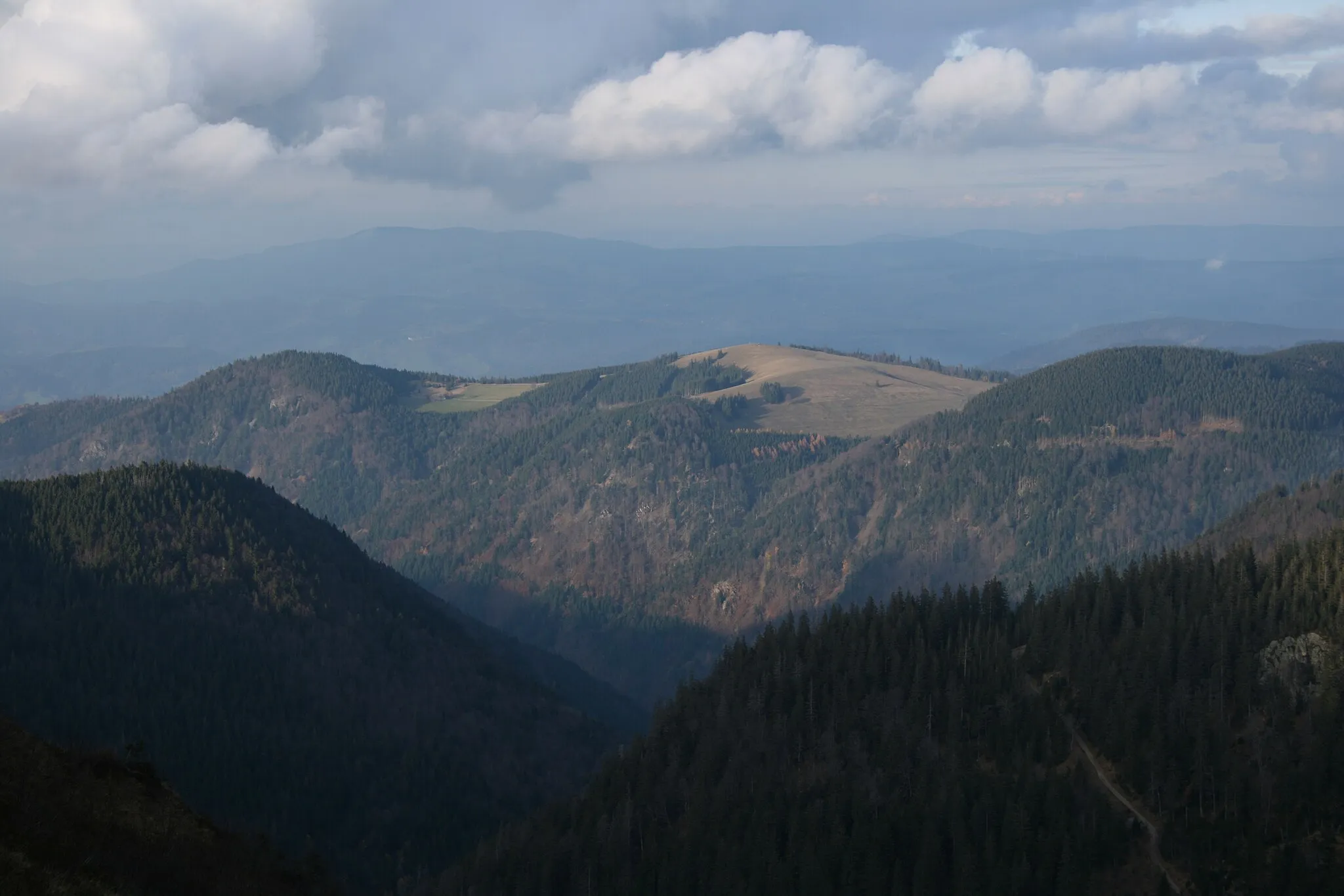 Photo showing: The Hinterwaldkopf, a mountain in the Schwarzwald. The picture was taken from the summit of the Feldberg.