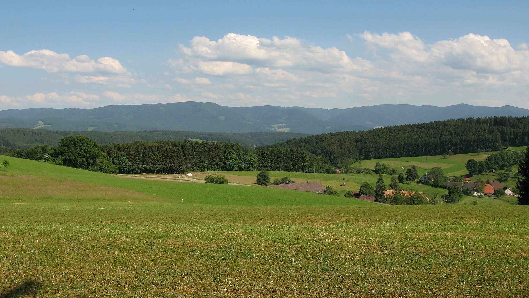Photo showing: Blick in südöstlicher Richtung in Richtung Elztal auf einem Höhenrücken bei Höhenhäuser auf dem Kandelhöhenweg und dem Zweitälersteig im Schwarzwald.