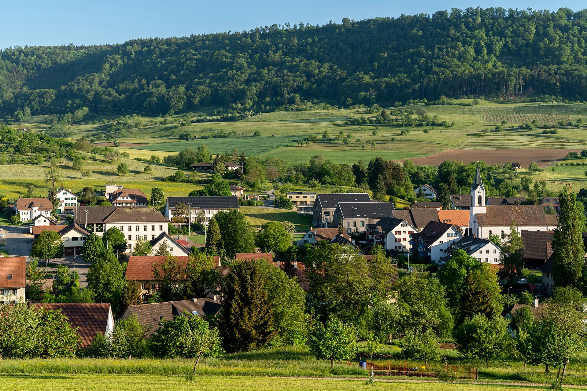 Photo showing: Blick aufs Dorfzentrum von Wittnau (AG)