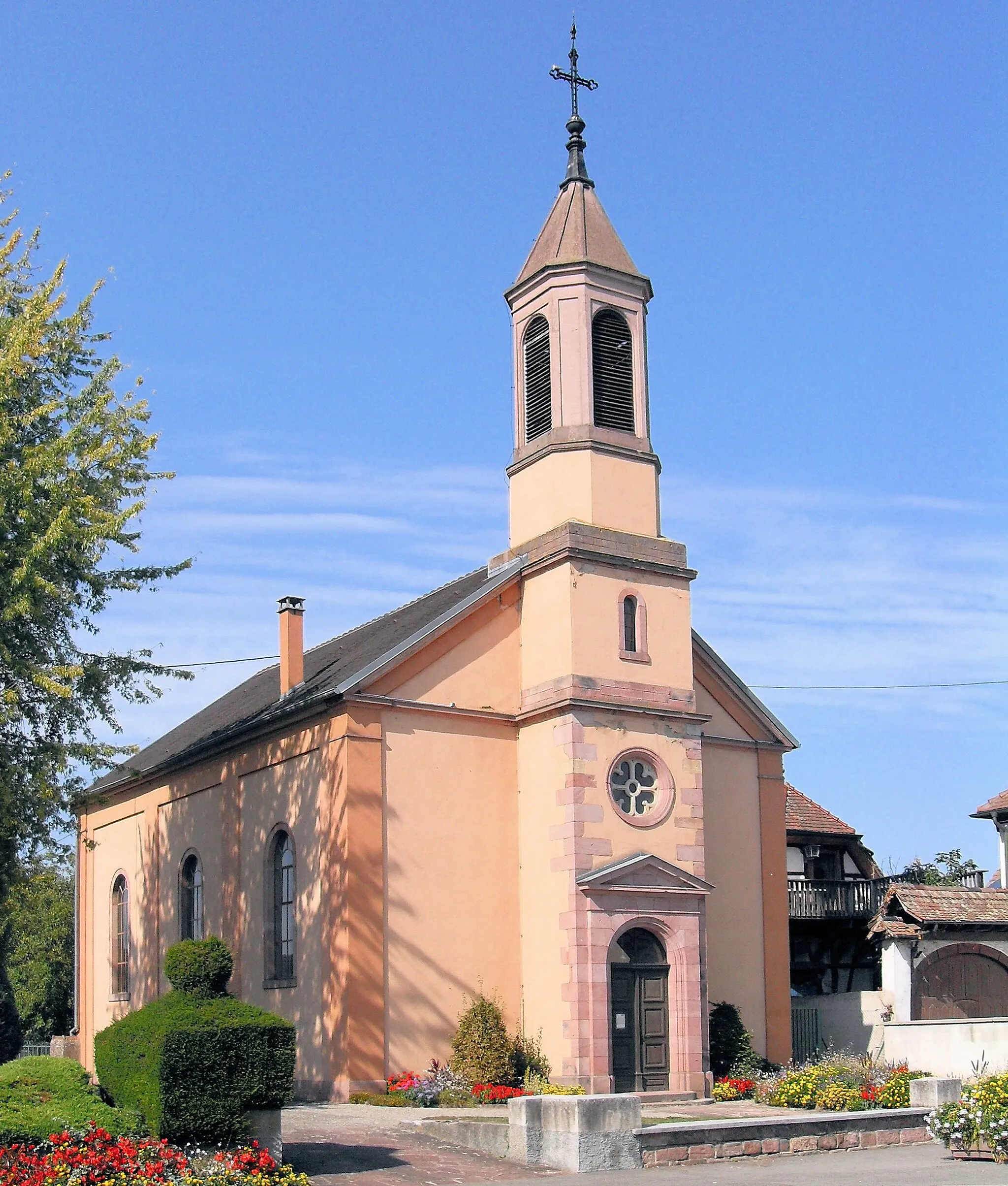 Photo showing: L'église protestante à Bischwihr