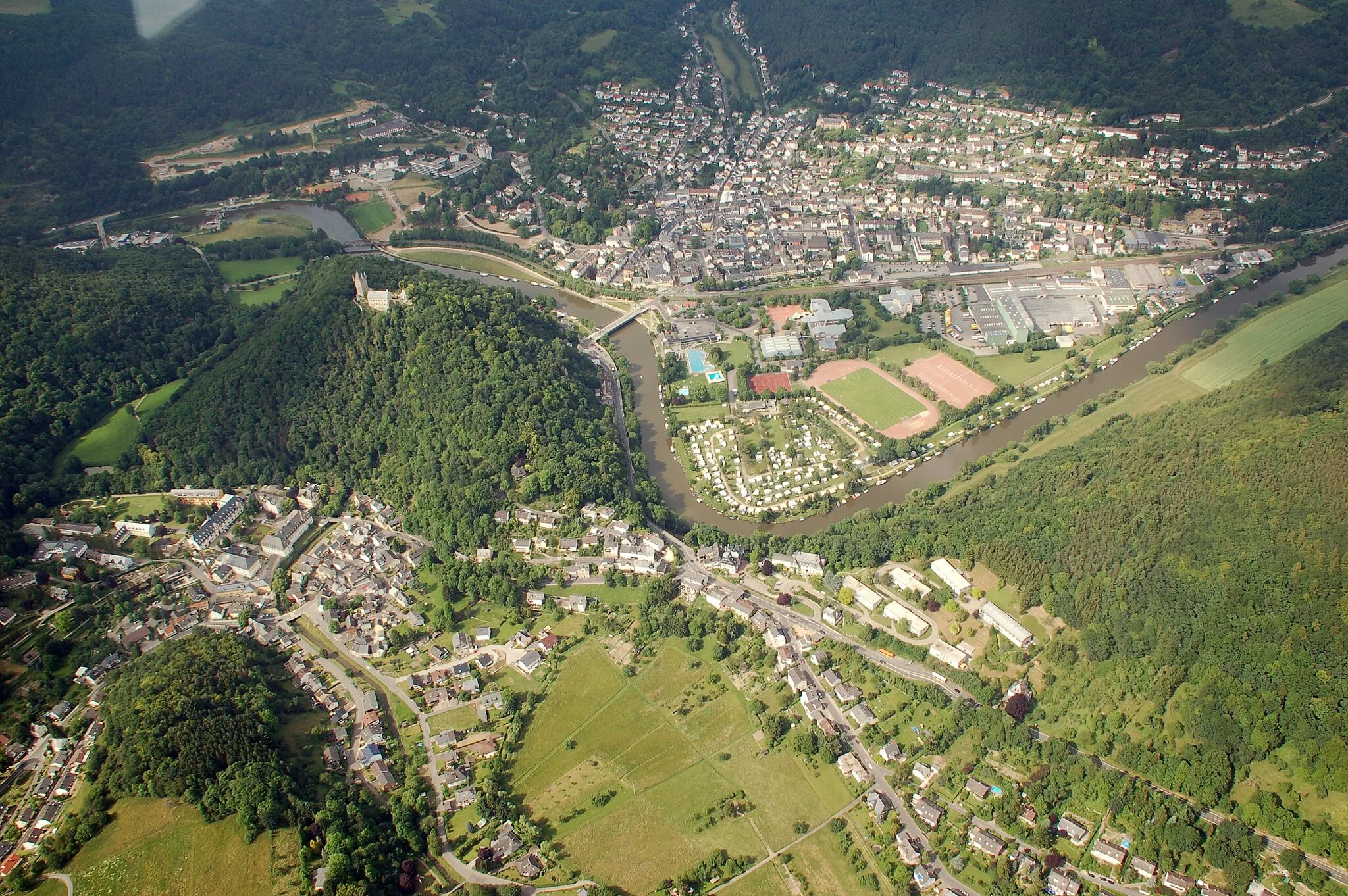 Photo showing: Aerial photograph of Nassau, Rhineland-Palatinate, Germany