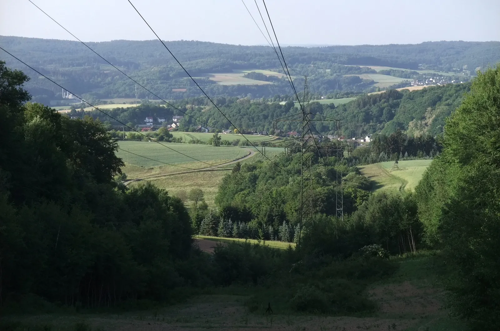 Photo showing: Lindelbachtal/Tiefenbach (Braunfels), 110-kV-Freileitung