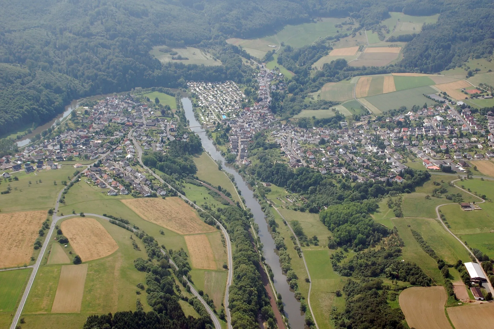 Photo showing: Aerial photograph of Kirschhofen & Odersbach, Hesse, Germany
