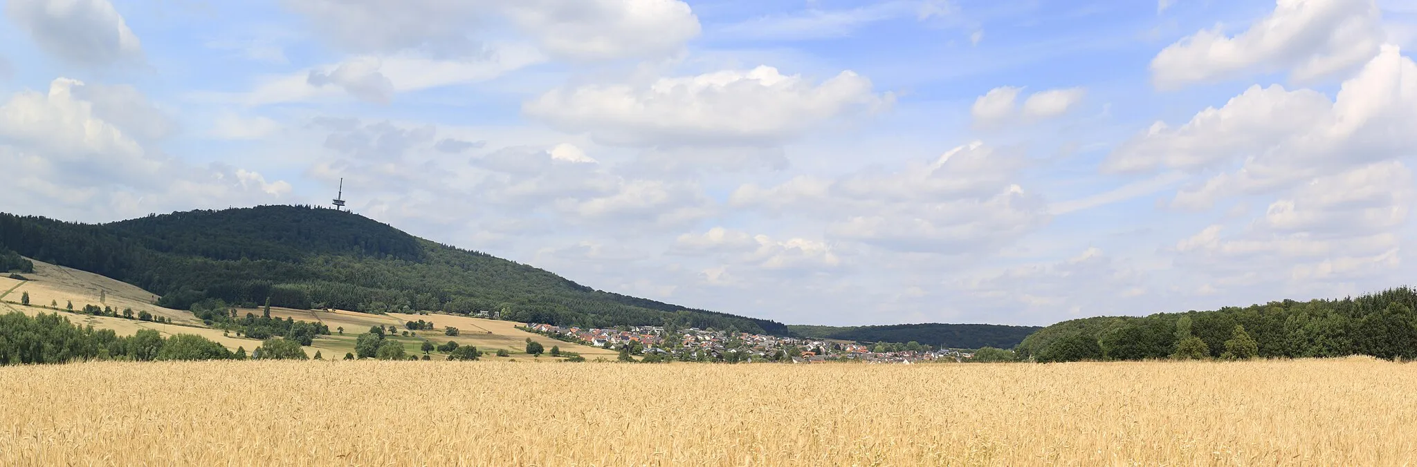 Photo showing: Panorama der Ortschaft Fellingshausen, von Rodheim aus gesehen.