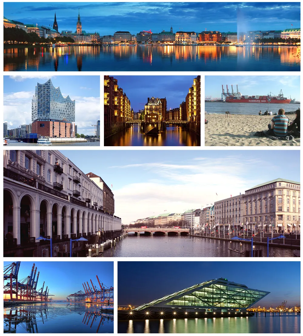 Photo showing: Montage of images from the city of Hamburg, Germany