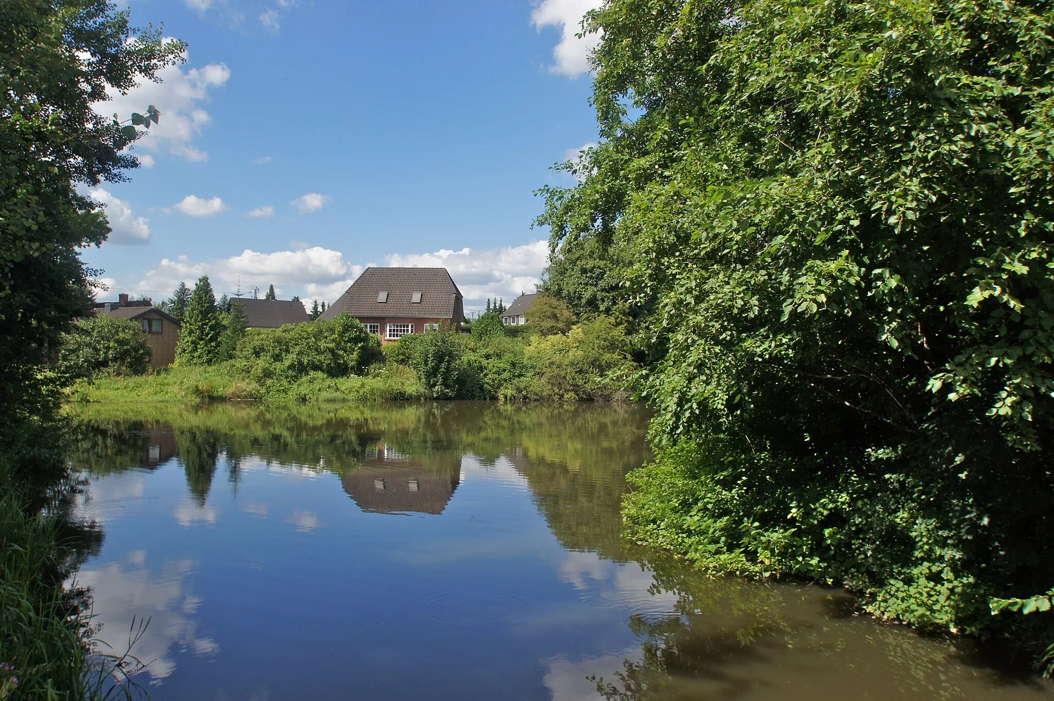 Photo showing: Hamburg (Neuland), Germany: Villas at the border of the brack