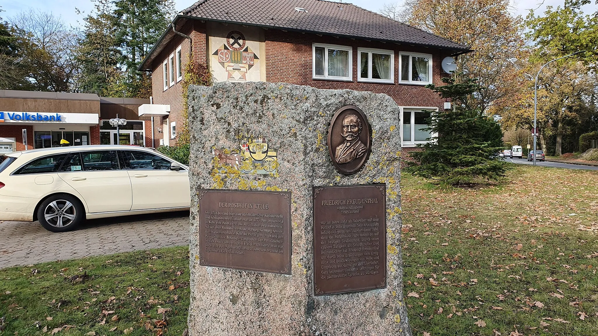 Photo showing: Memorial stone in Welle - The Posthof in Welle and Friedrich Freudenthal