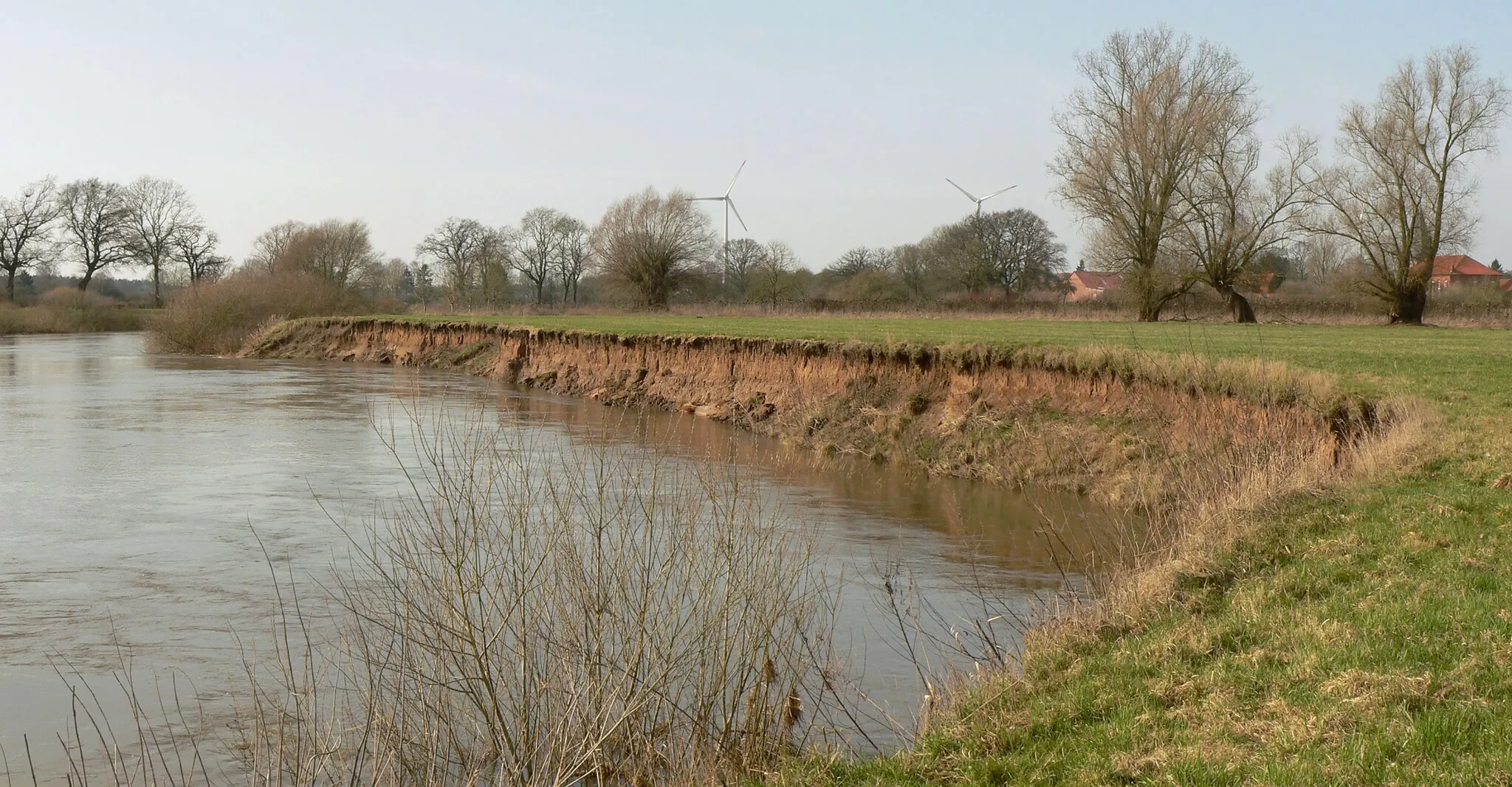 Photo showing: Erdabbruchkante der Leine nach Hochwasser bei Niedernstöcken