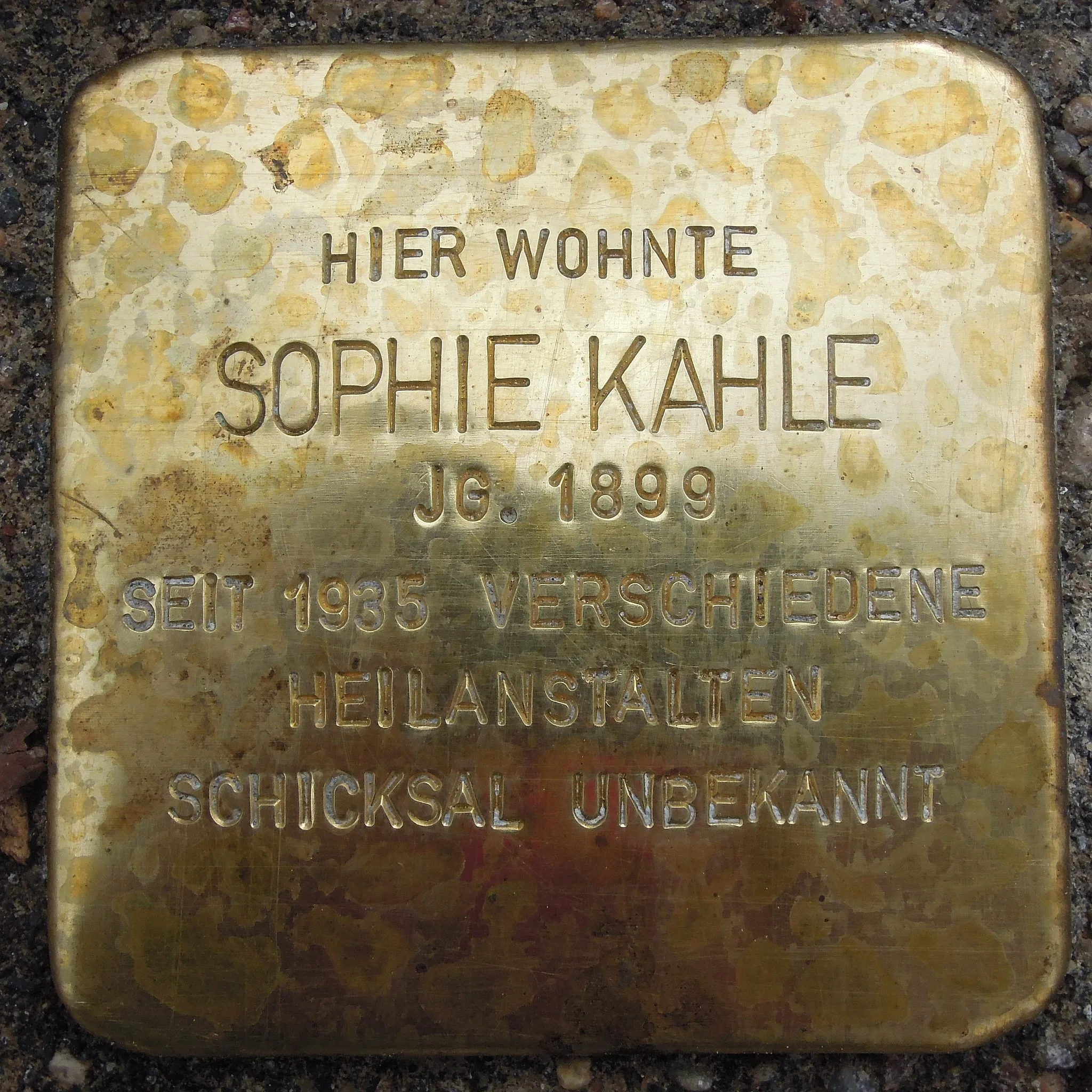 Photo showing: Stolperstein Nienburg Schmiedestraße 6 Sophie Kahle