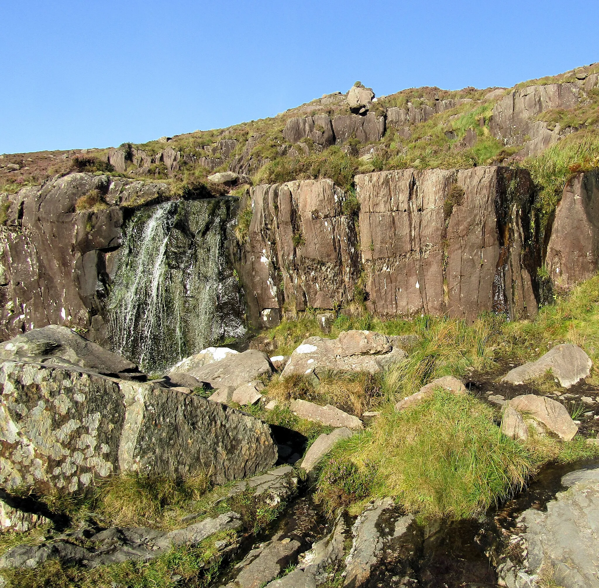 Photo showing: The Conor Waterfall at the Conor Pass in the center of the Dingle Peninsula (Kenmare Municupal District)