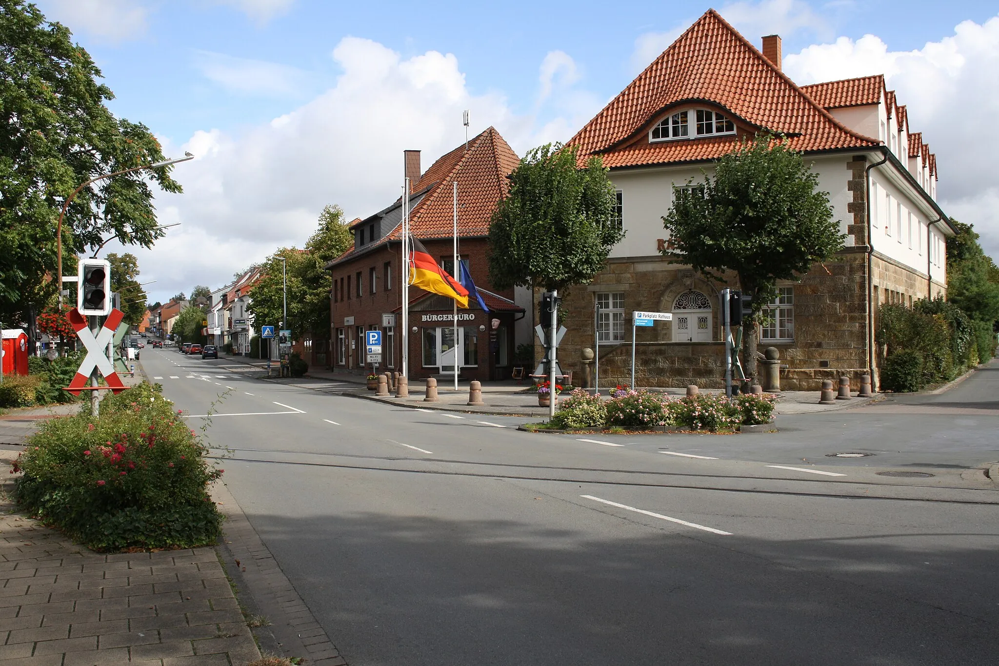Photo showing: Bremer Straße und Rathaus in Bohmte