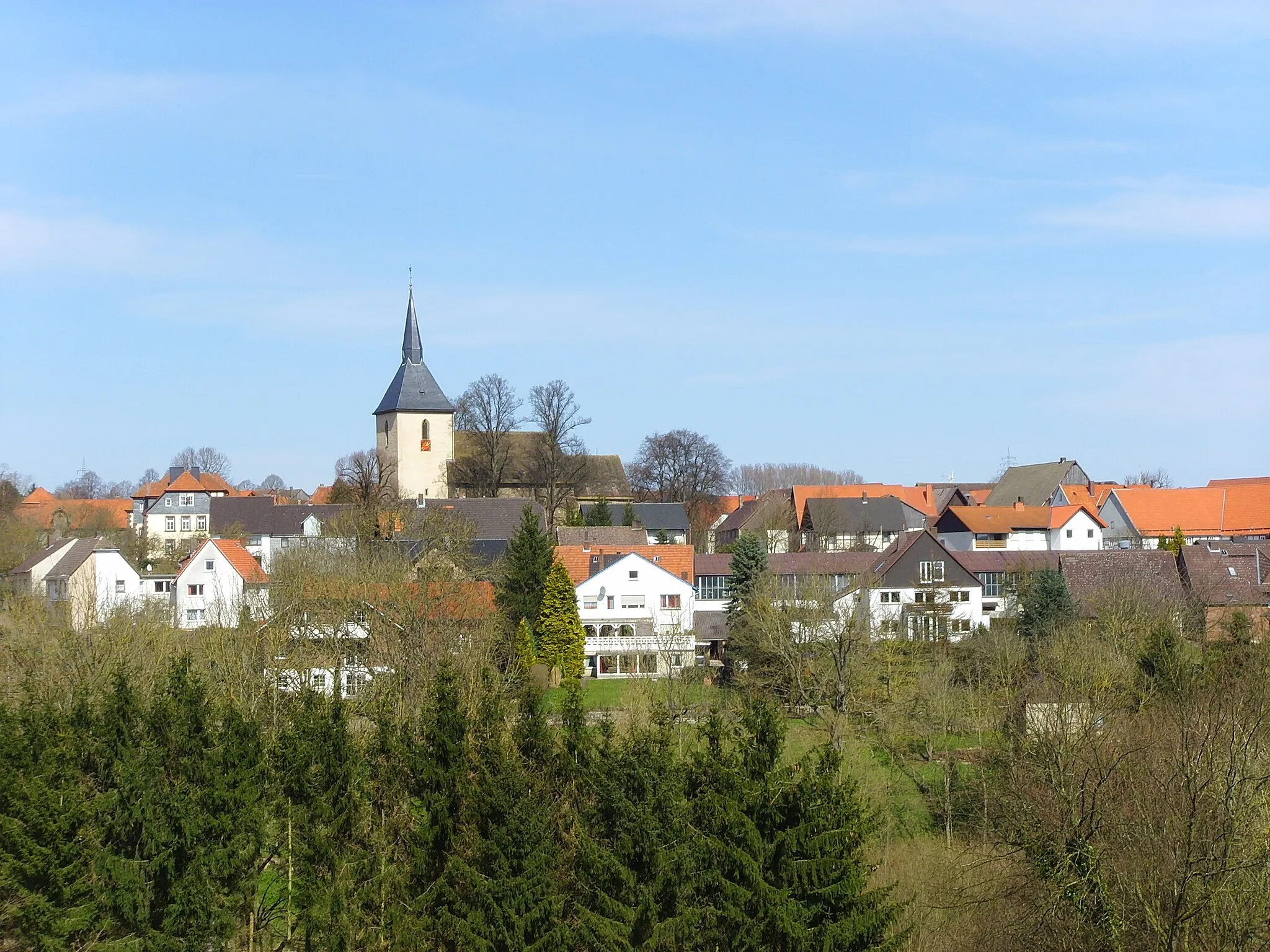 Photo showing: Ansicht aus südwestlicher Richtung, Borgholz, Borgentreich, im März 2008.