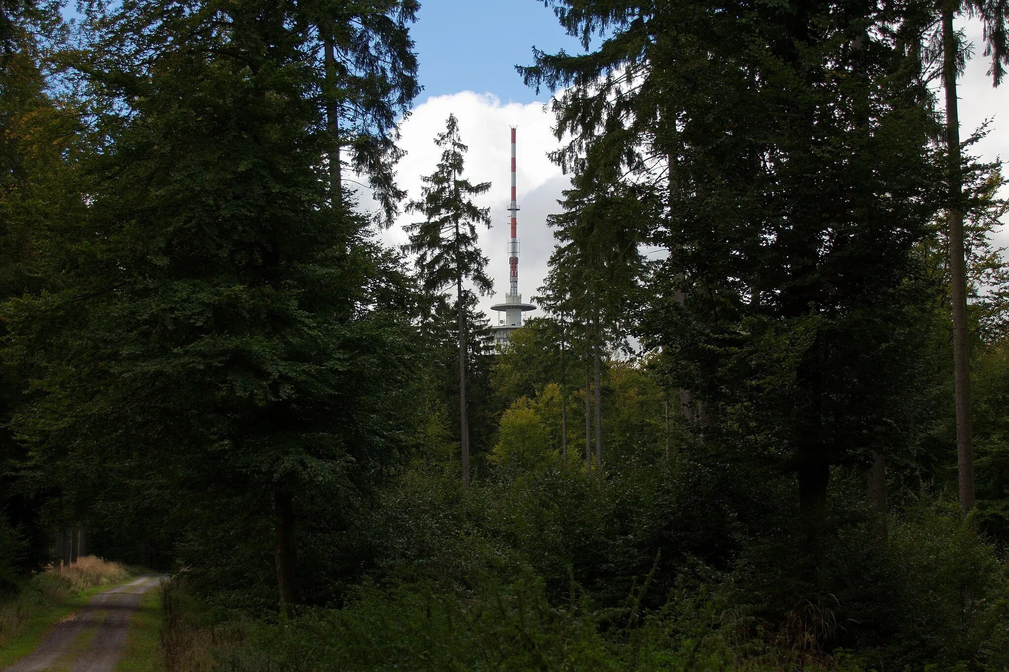 Photo showing: 150 Meter hoher Fernmeldeturm der Deutschen Telekom AG. Höhe des Betriebsgeschosses: 75 Meter. Baujahr: 1.968. auch als Fernmeldeturm Deisterkamm bezeichnet (Barsinghausen),Niedersachsen. Deutschland