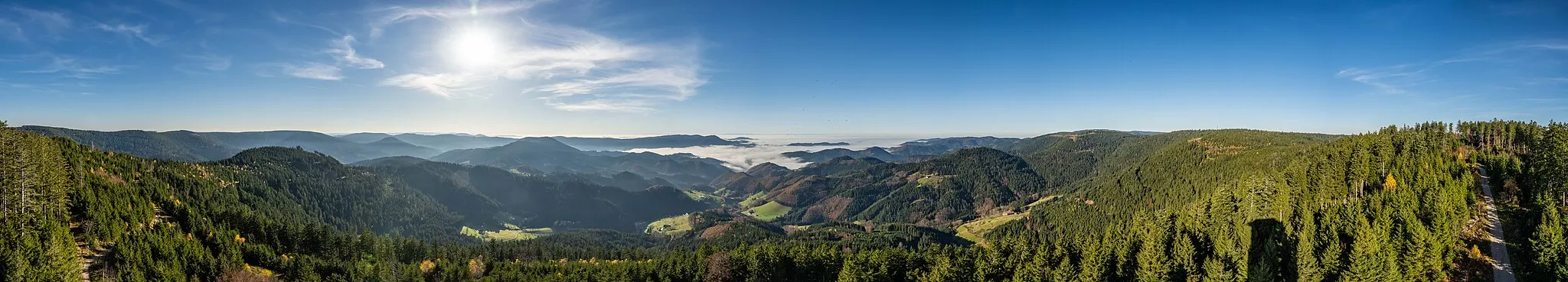 Photo showing: 360° panorama from the Buchkopfturm near Oppenau, Black Forest, Germany