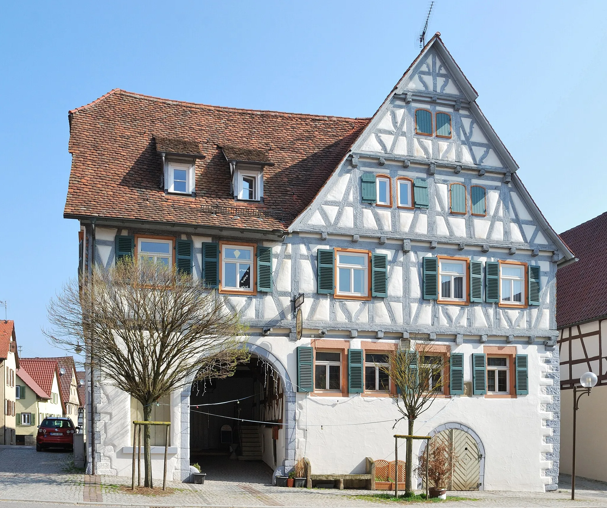Photo showing: Timber framing in Knittlinger street in Lienzingen, a district of the city Mühlacker in Southern Germany.