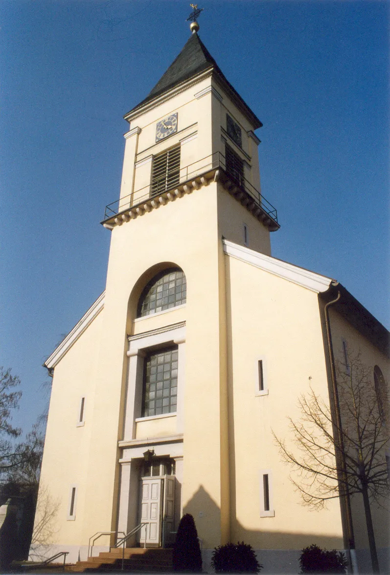 Photo showing: Die klassizistische Kirche von Lichtenau-Scherzheim, errichtet 1811 durch Friedrich Weinbrenner