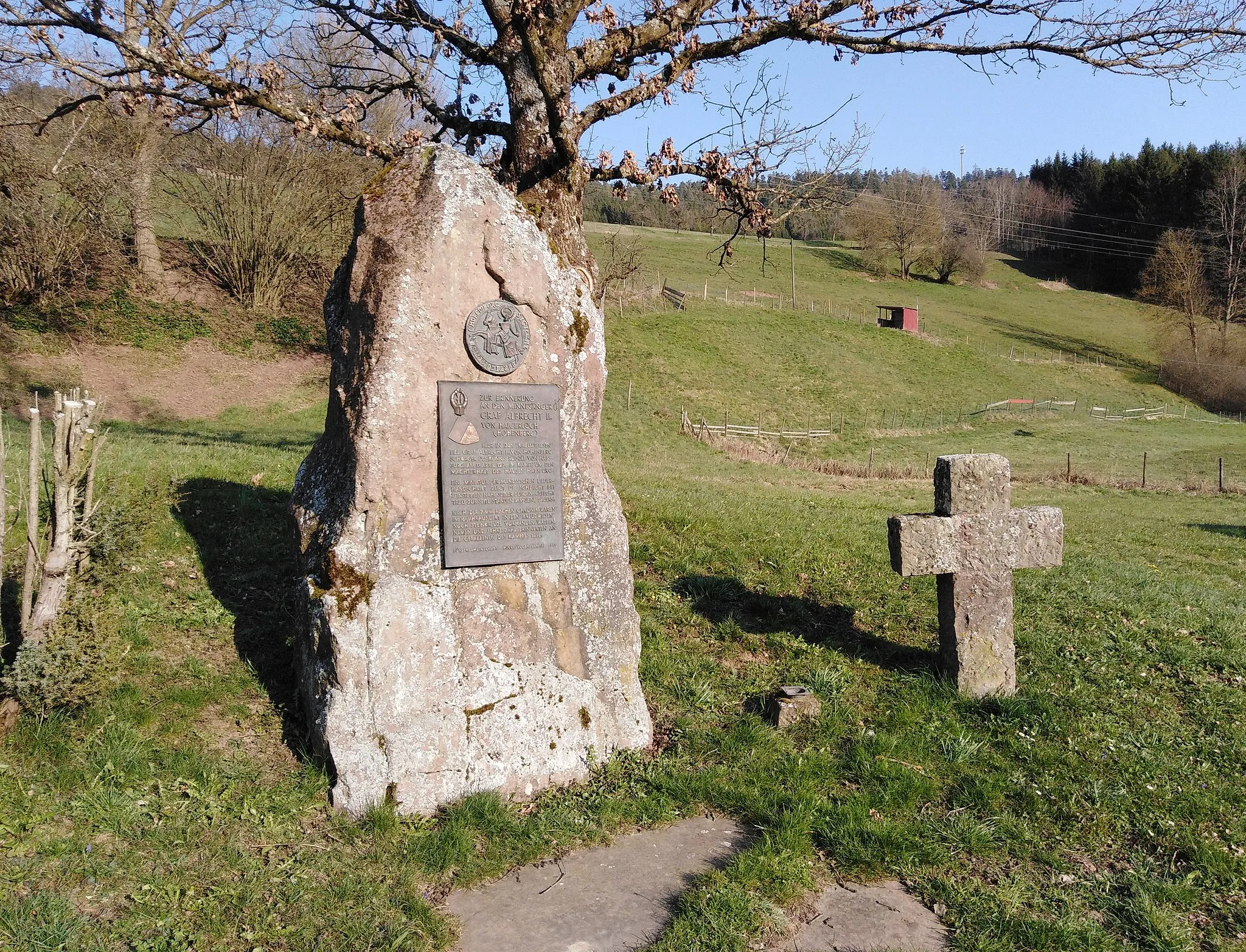 Photo showing: Minnesängerdenkmal für Albrecht II von Hohenberg (Haigerloch)