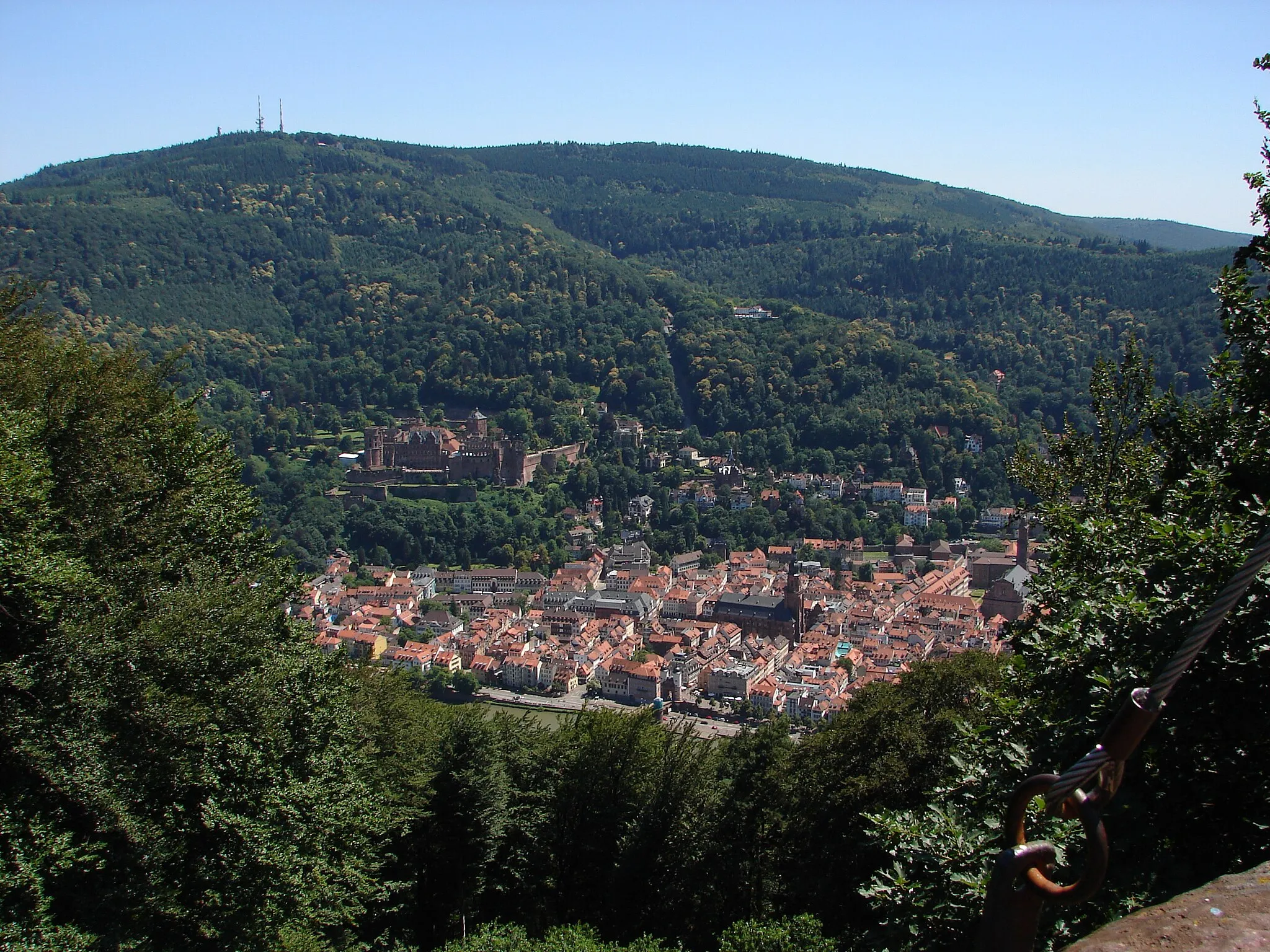 Photo showing: Blick vom Heiligenberg auf die Heidelberger Altstadt und den Königsstuhl