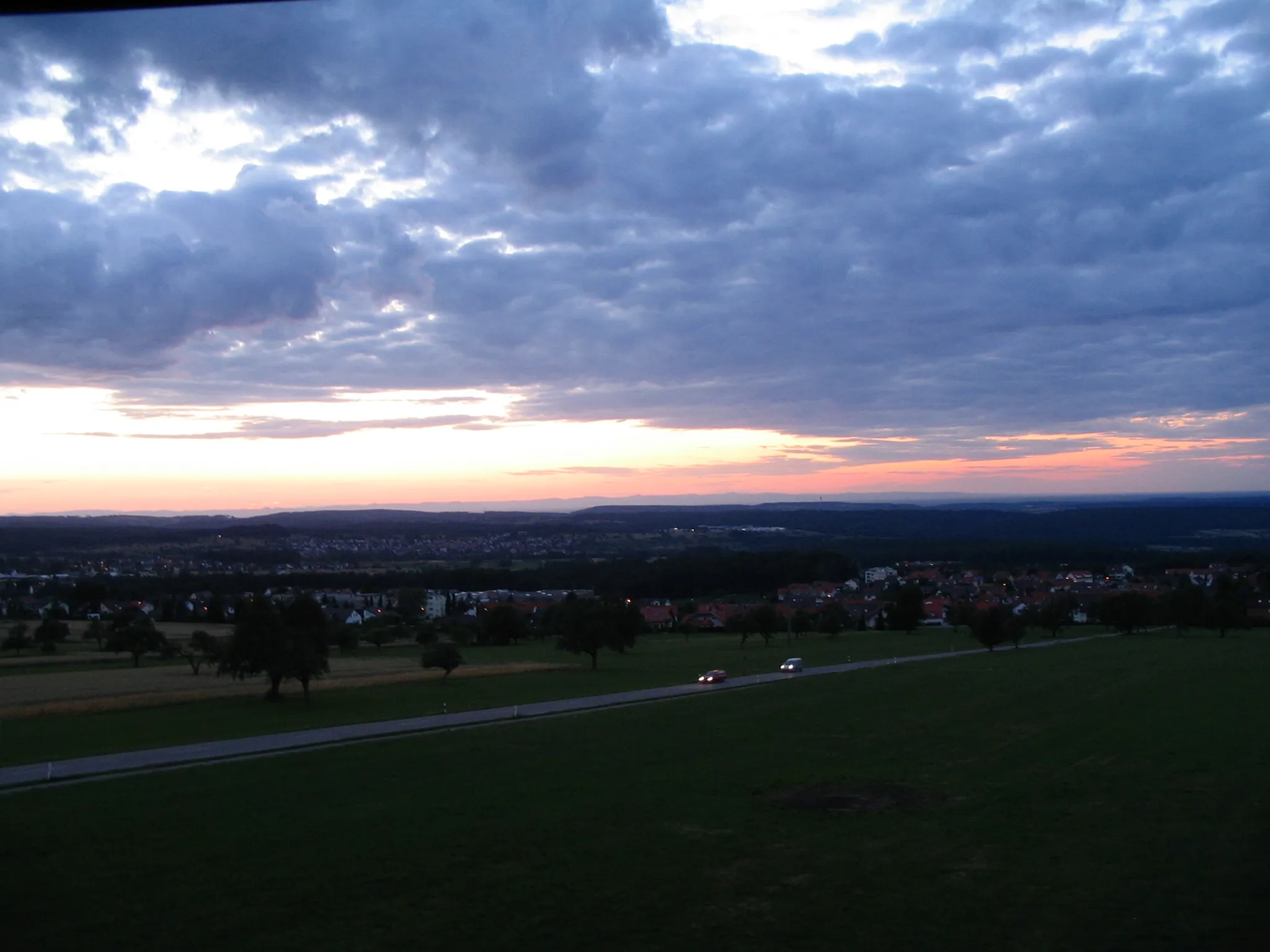 Photo showing: View from the Schwanner Warte (look-out) in Straubenhardt during sunset