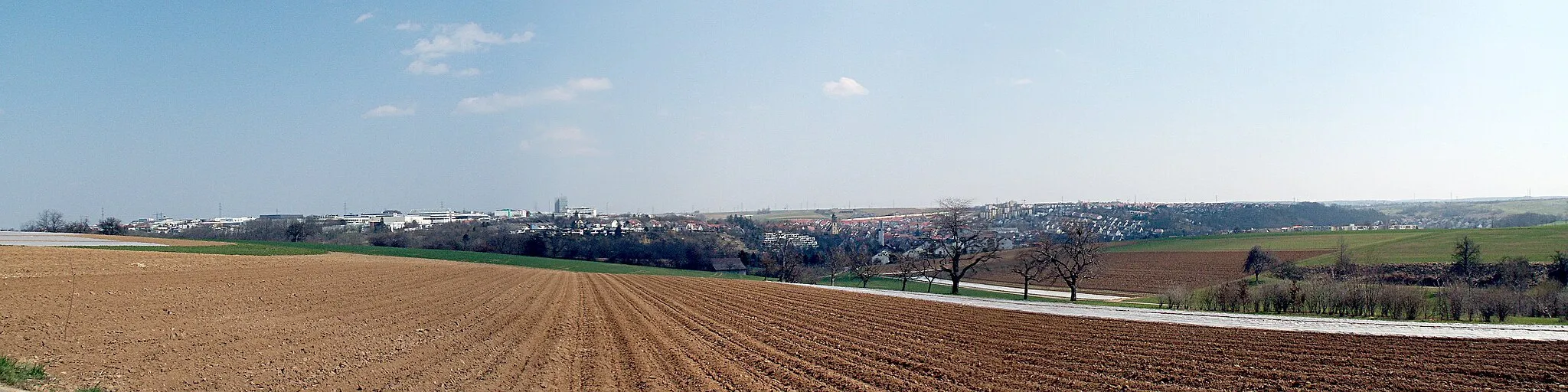 Photo showing: This picture shows the panorama of Schwieberdingen in Germany from the north-west perspective