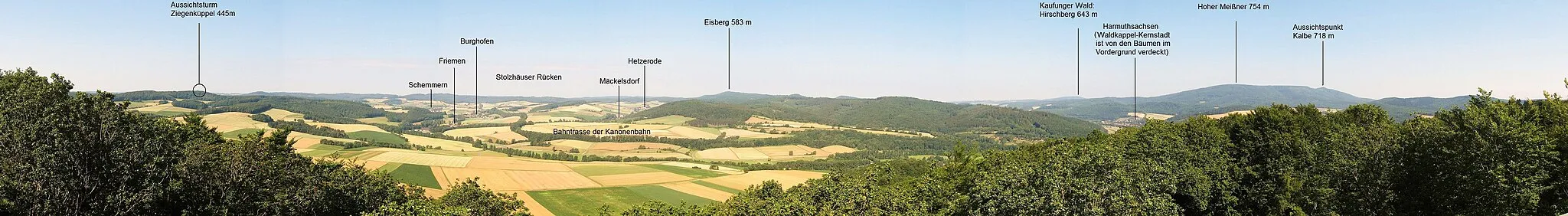 Photo showing: Germany / north hesse / near town Waldkappel: low mountain range Stölzinger Gebirge seen from Mäuseberg