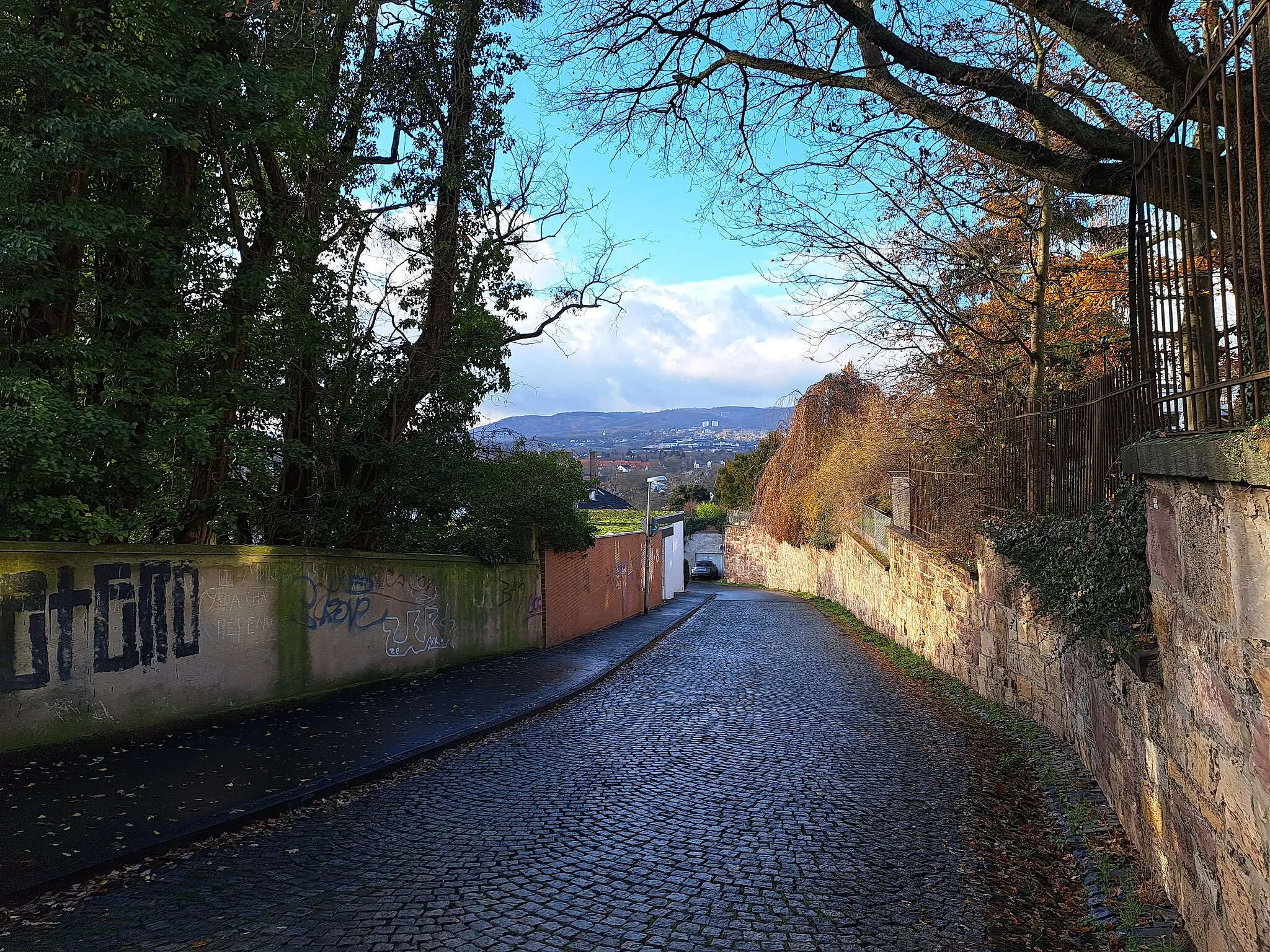 Photo showing: Ansicht in den Schlangenweg auf dem Kasseler Weinberg zwischen den Stadtteilen Mitte und Südstadt.