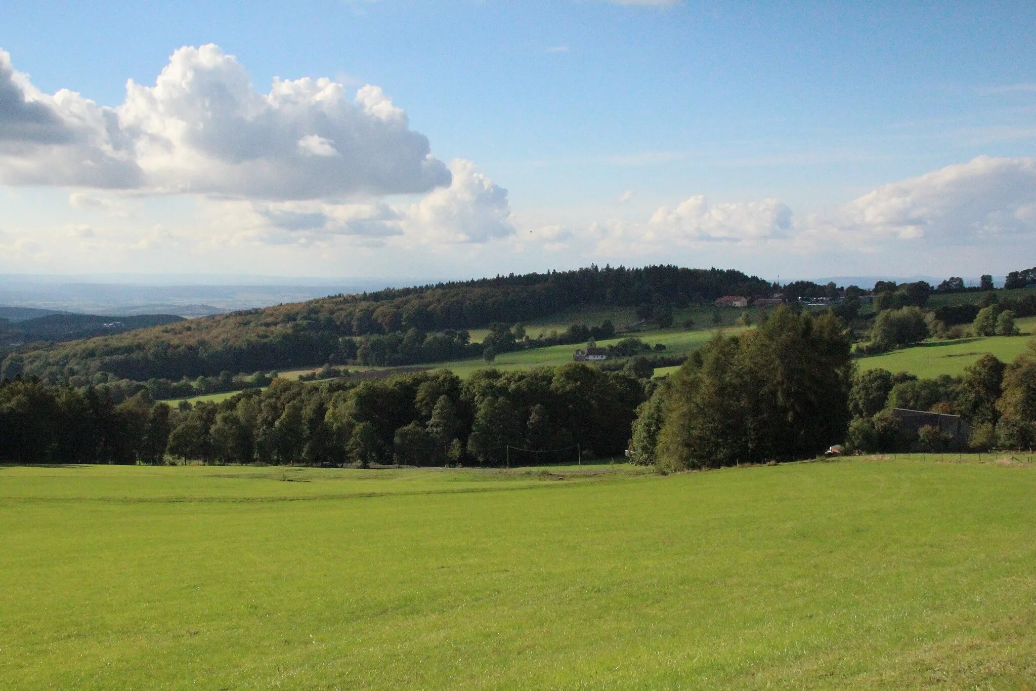 Photo showing: Blick vom Gebiet westlich des Teufelssteins etwa westnordwestwärts zur Steinwand, Hessische Rhön