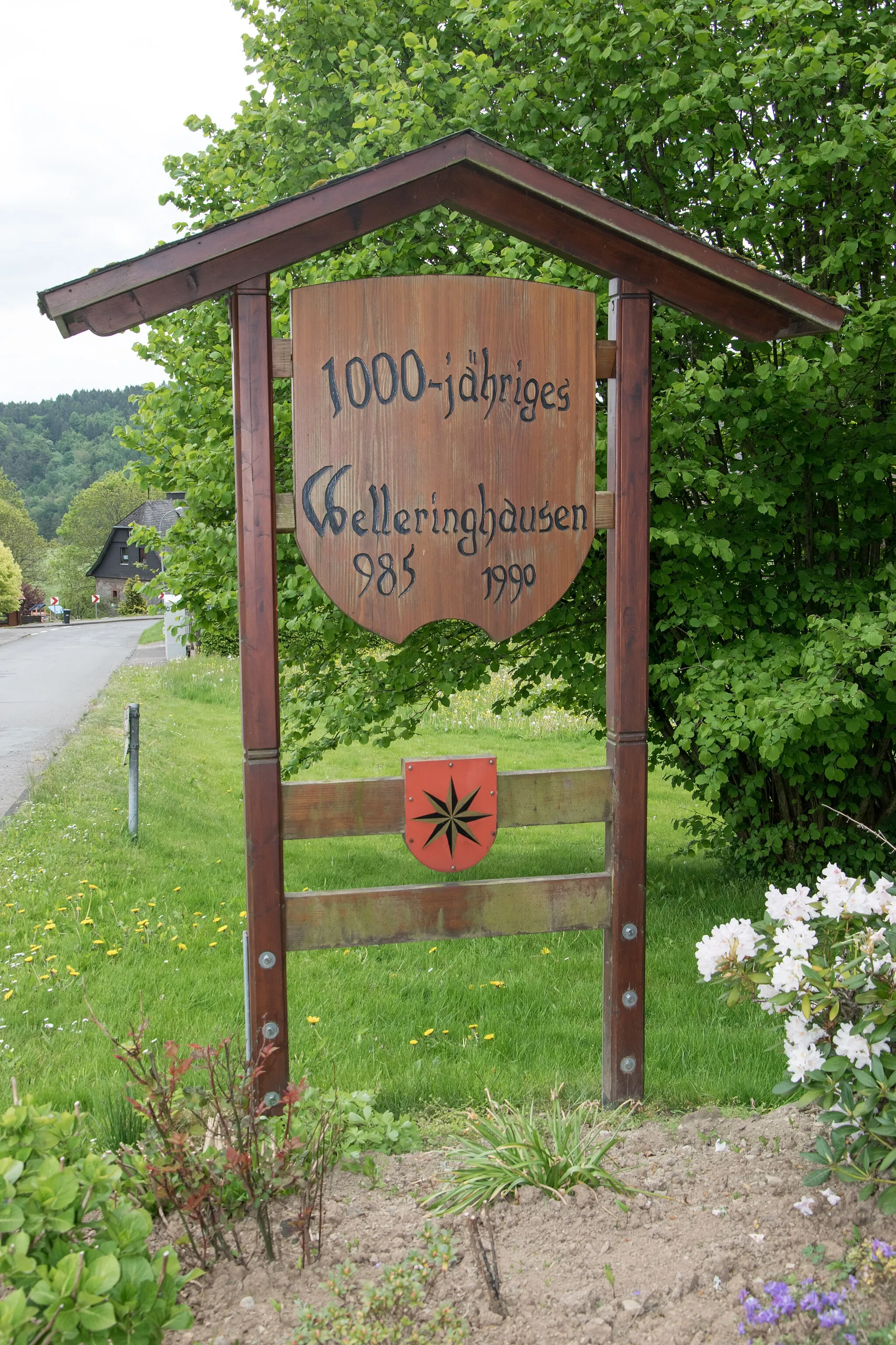 Photo showing: Welleringhausen Schild zur 1000-Jahrfeier 1990