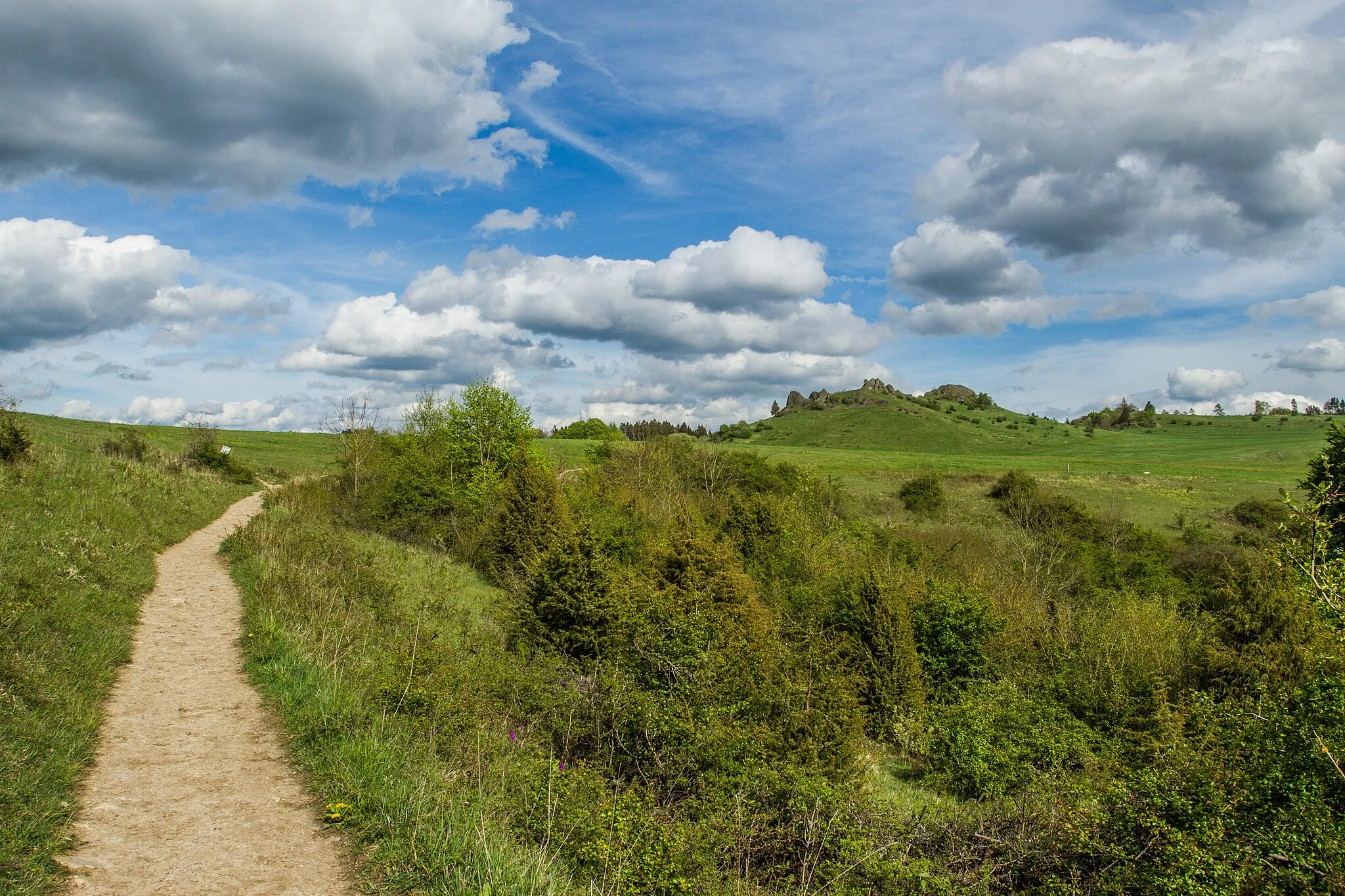 Photo showing: Aufnahme der Helfensteine vom Wanderweg aus.