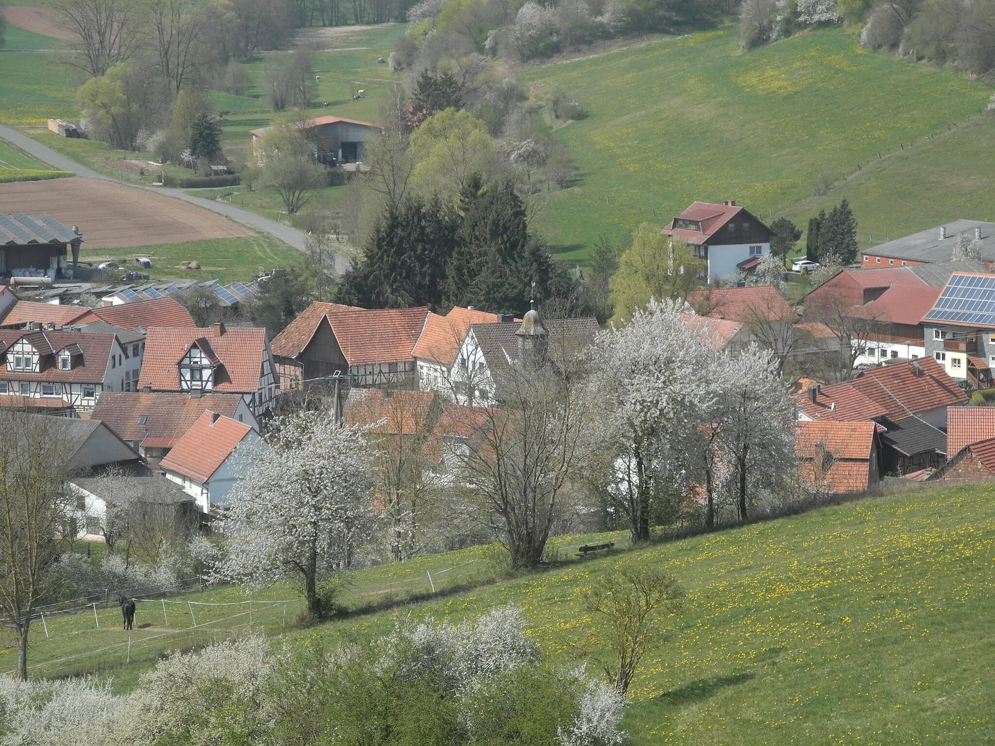 Photo showing: Burghofen, bei Waldkappel, Hessen, Deutschland.
Blick vom Burghöfer Blick.