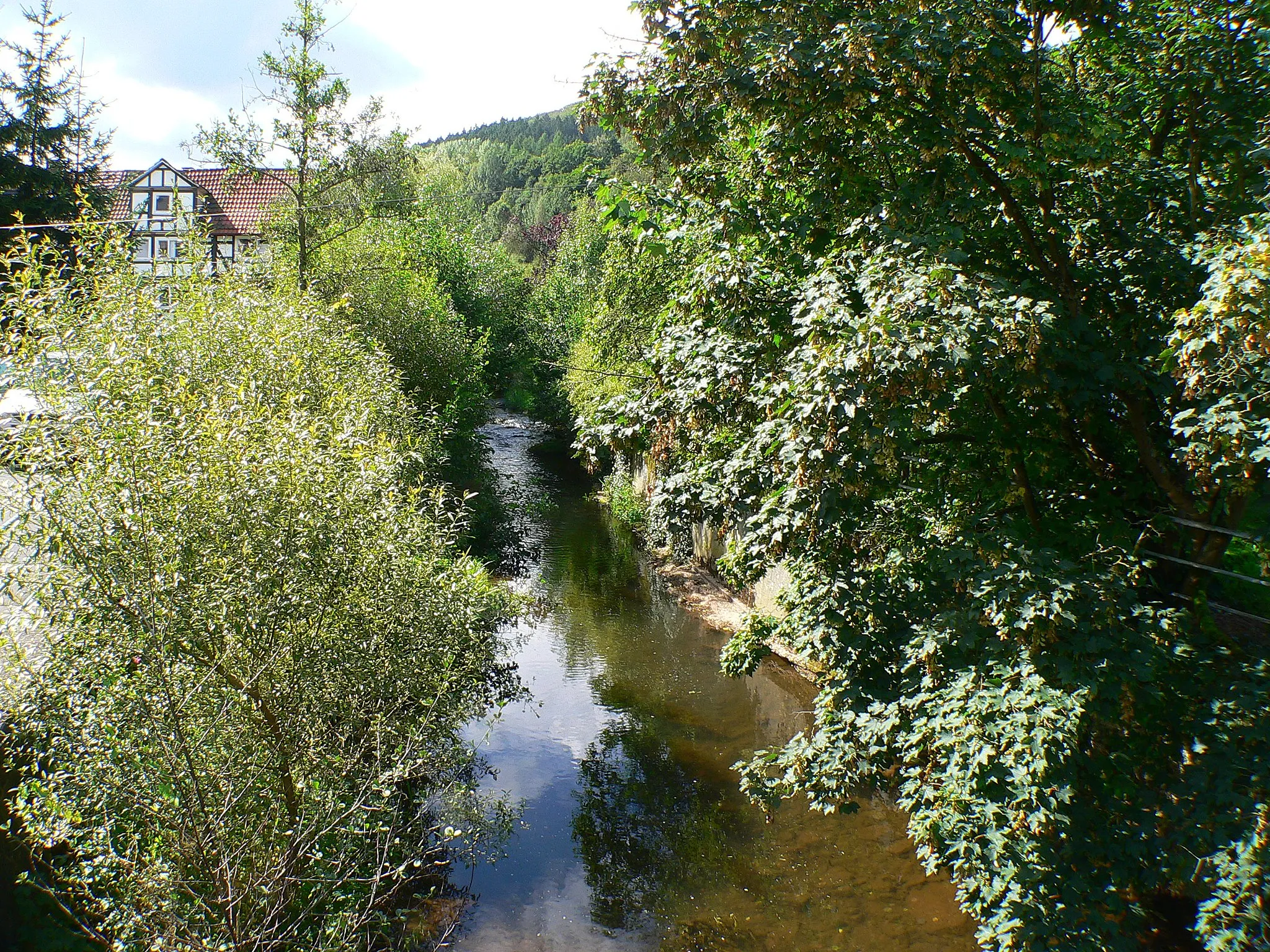 Photo showing: Der Fluss Losse in Helsa, Hessen, Deutschland.
