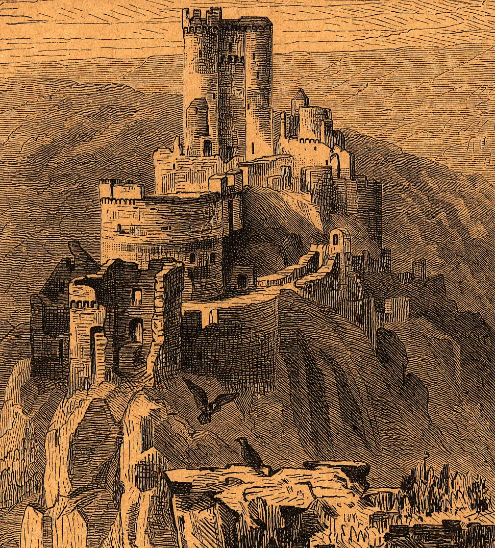 Photo showing: Wood engraving of Ehrenburg castle. Published Leipzig 1880 in Die Gartenlaube (1880) Nr. 12-Magazin. Drawing by Rudolf Cronau.