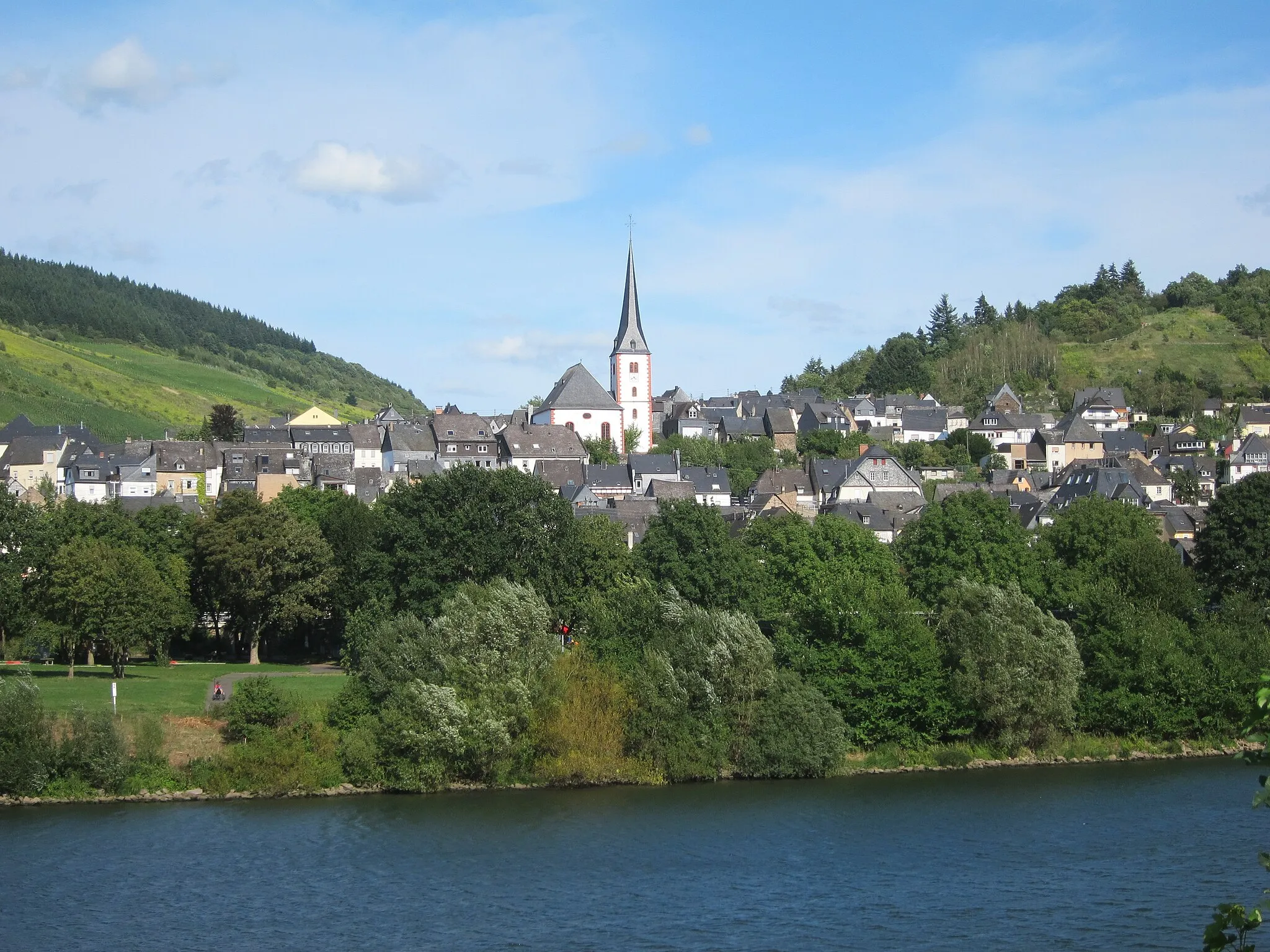 Photo showing: Characteristic villageges along the Mosel river. Here Enkirch
