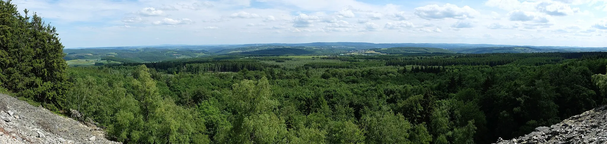 Photo showing: Panorama, Blick vom Aussichtspunkt Mörschieder Burr; Vordergrund links und rechts im Naturschutzgebiet „Mörschieder Borr (Burr)“