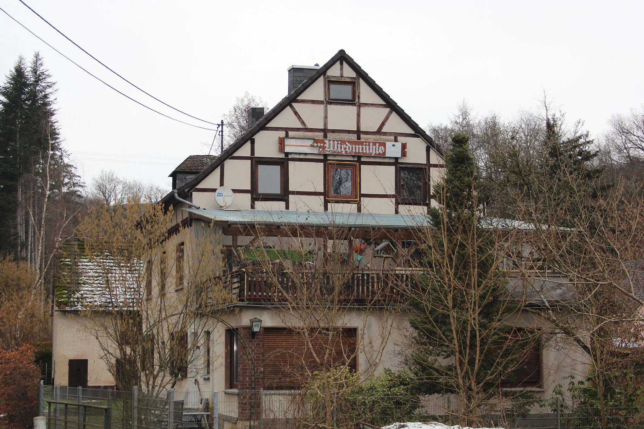 Photo showing: Wiedmühle, Mühle am Pfaffenbach in Wiedmühle, Ortsteil von Neustadt (Wied), Landkreis Neuwied, Rheinland-Pfalz