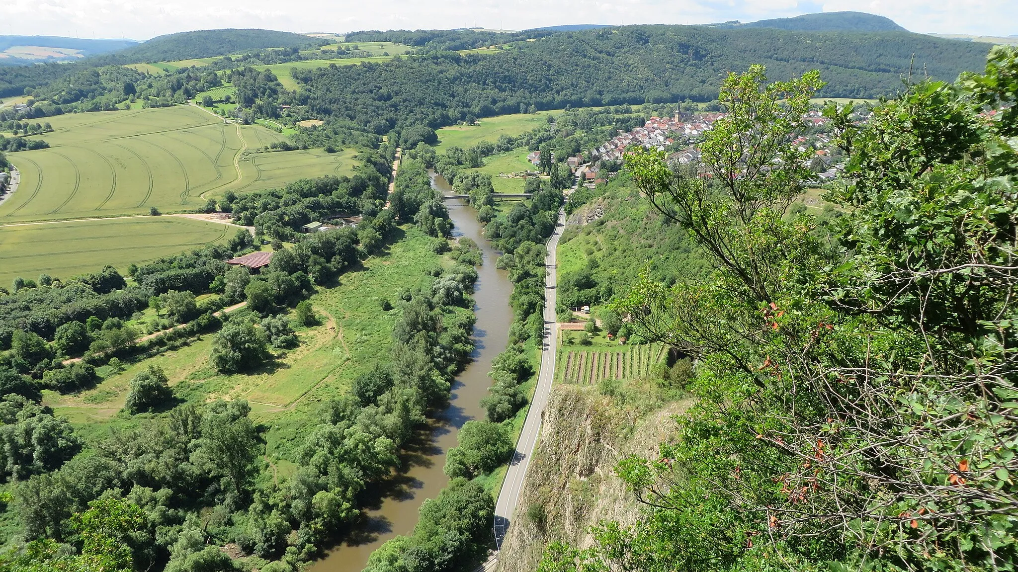 Photo showing: Nahe near Bad Münster am Stein, view from Rotenfels