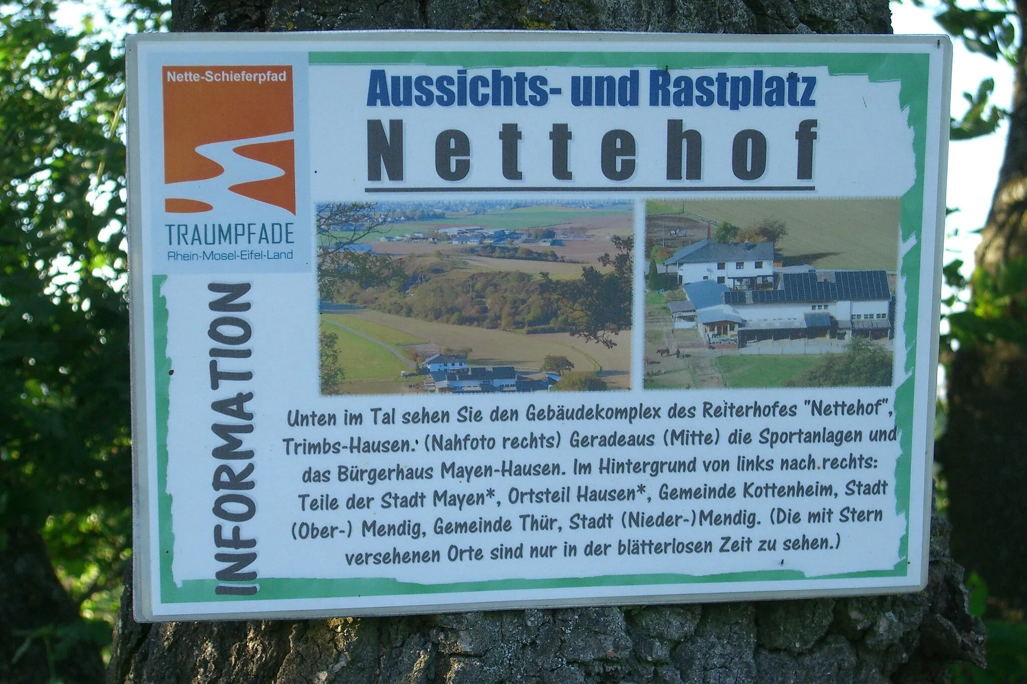 Photo showing: Informationstafel - Aussichts- und Rastplatz Nettehof