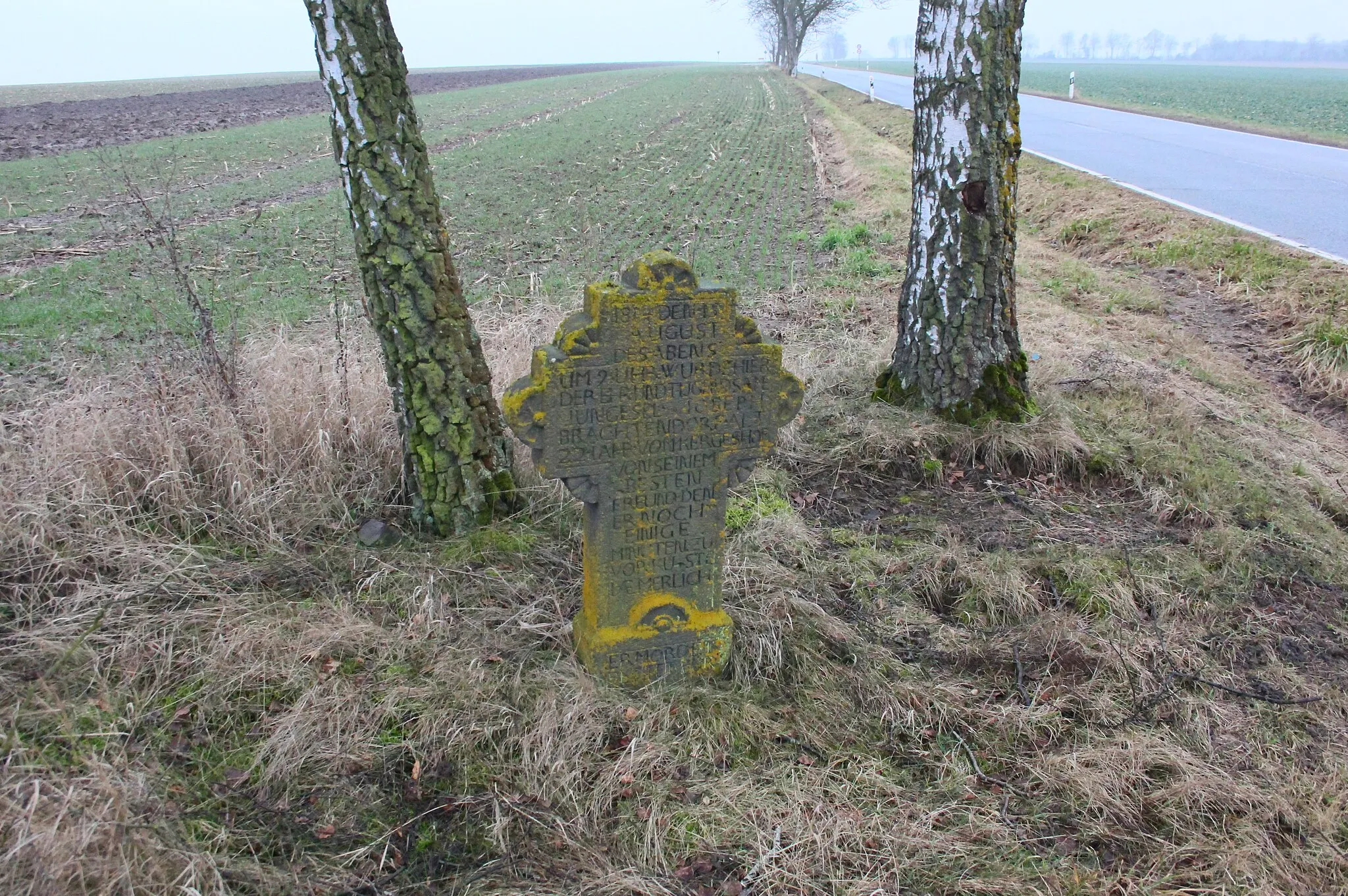 Photo showing: Mordkreuz hinter den Lehmerhöfe an der L82, Lehmen, Rheinland-Pfalz